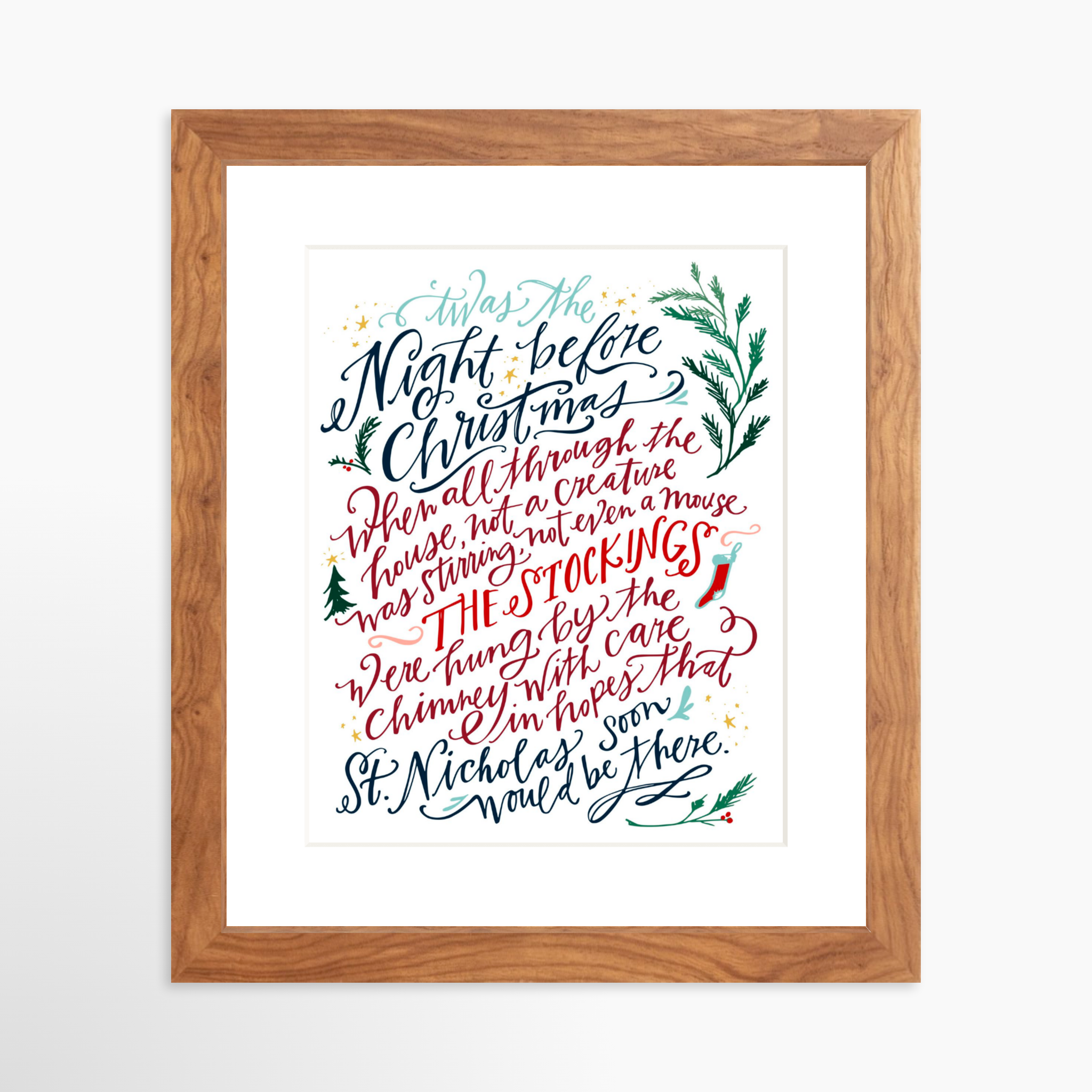 8x10 / Light Walnut Frame + White Mat
