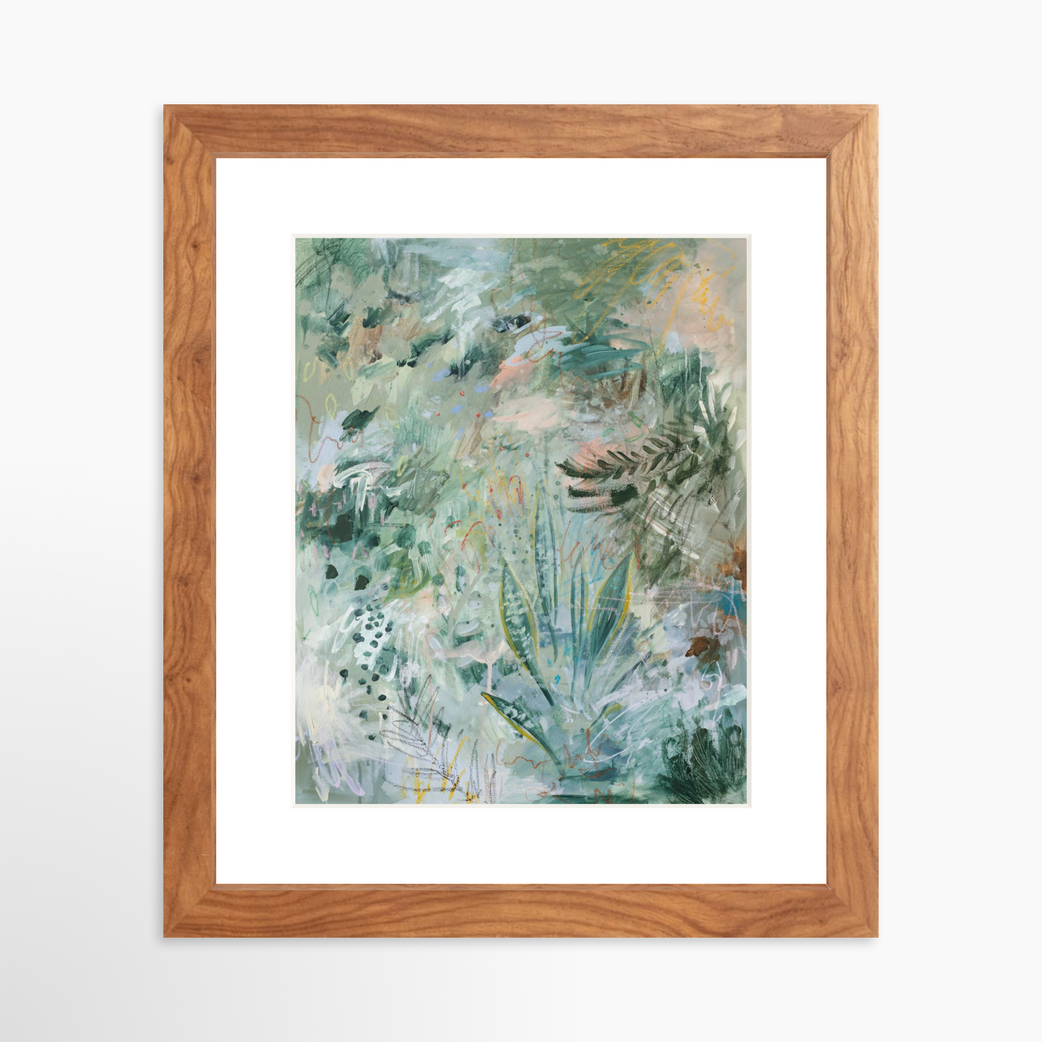 8x10 / Light Walnut Frame + White Mat