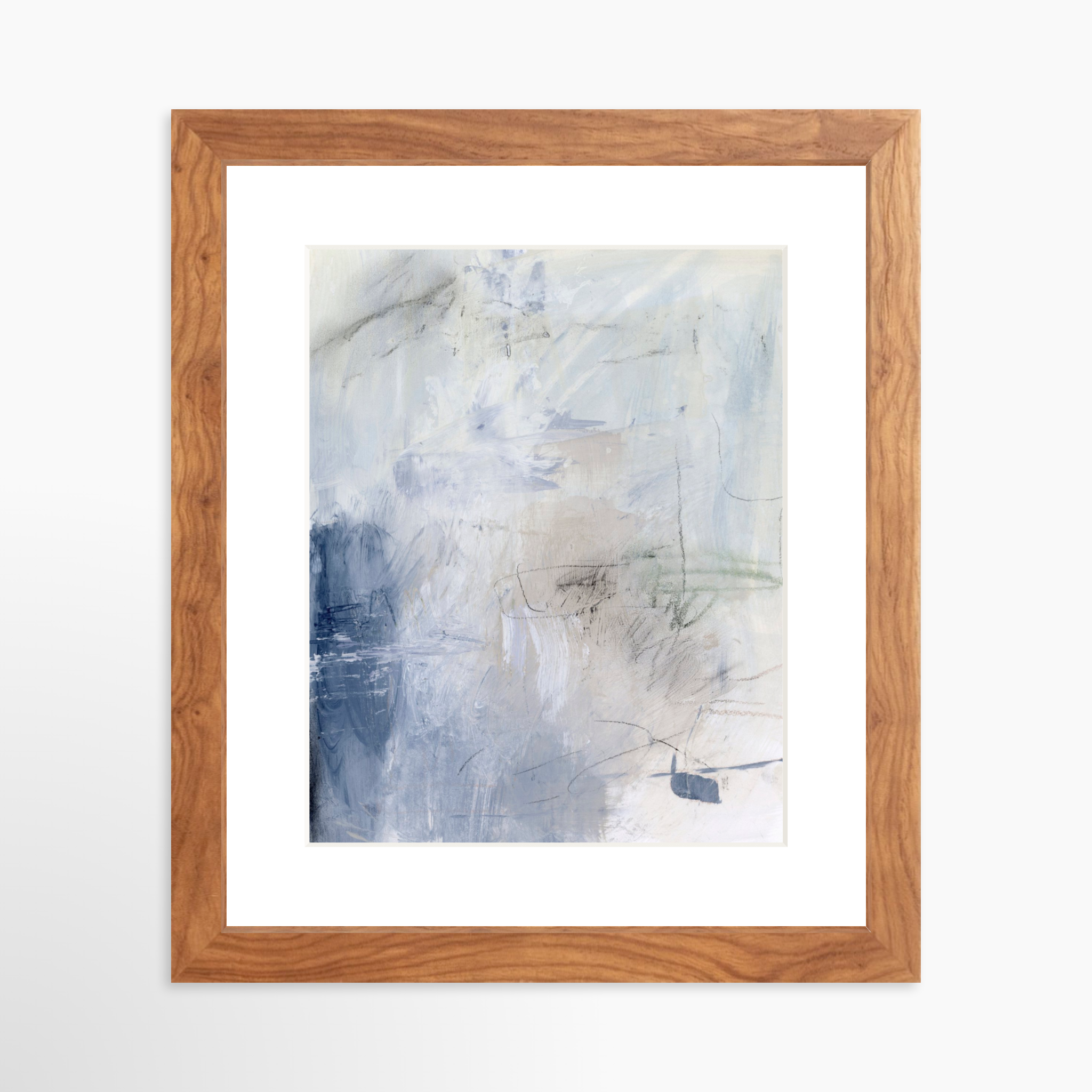 8x10 / Light Walnut Frame + White Mat