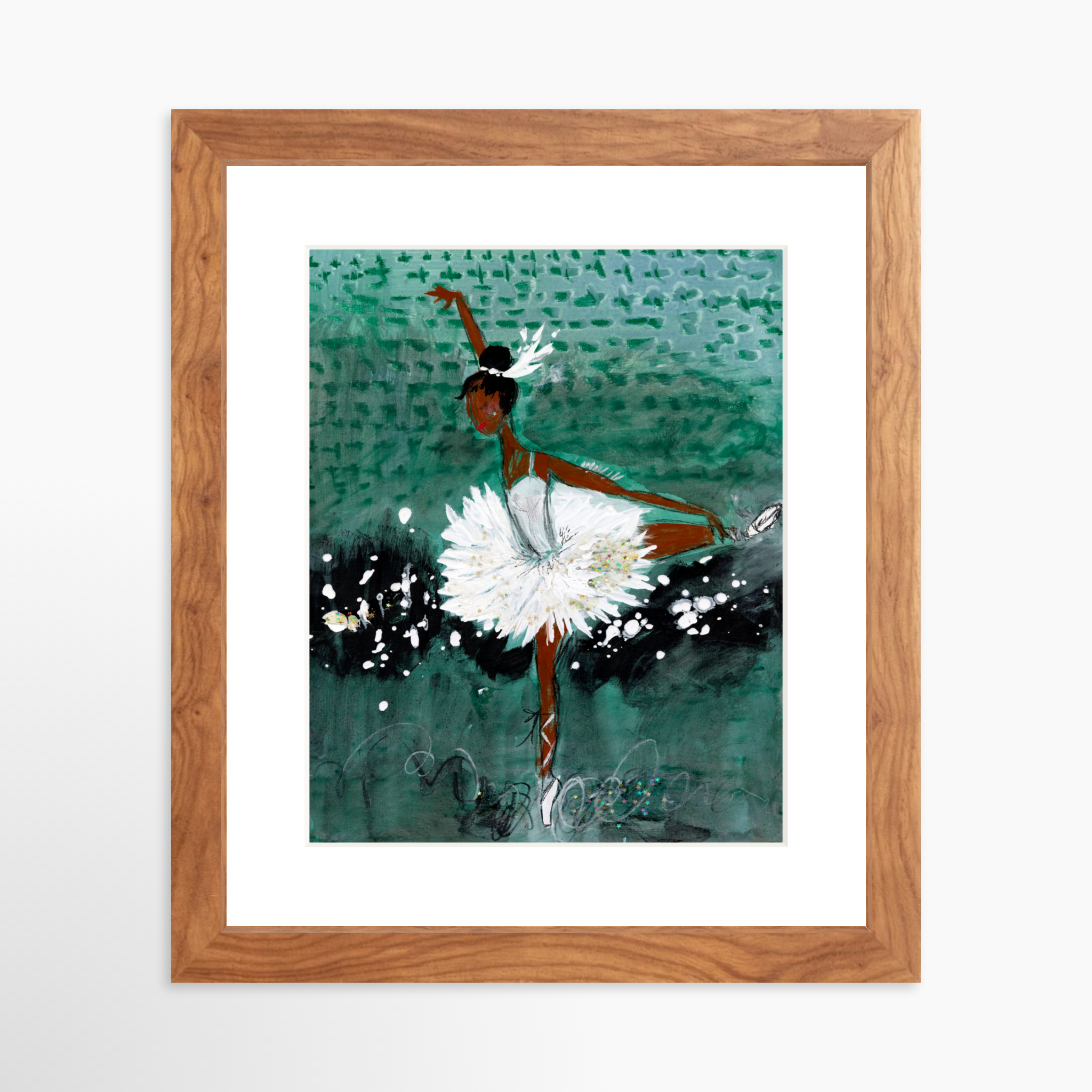 8x10 / Light Walnut Frame + White Mat
