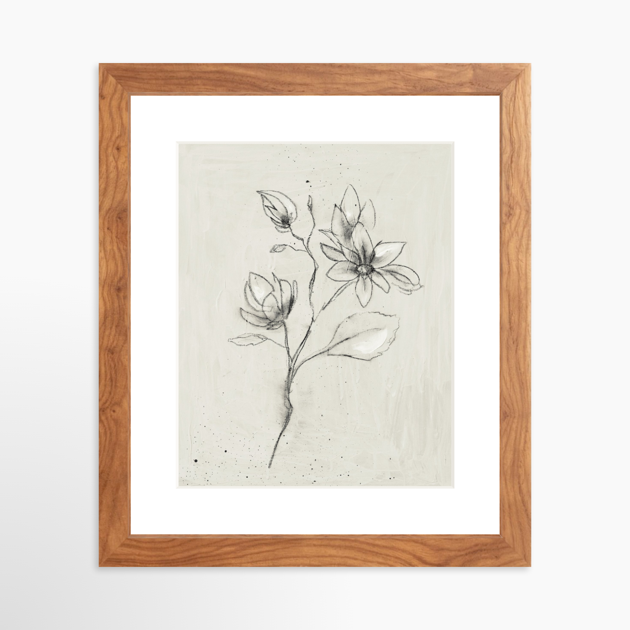 8x10 / Light Walnut Frame + White Mat