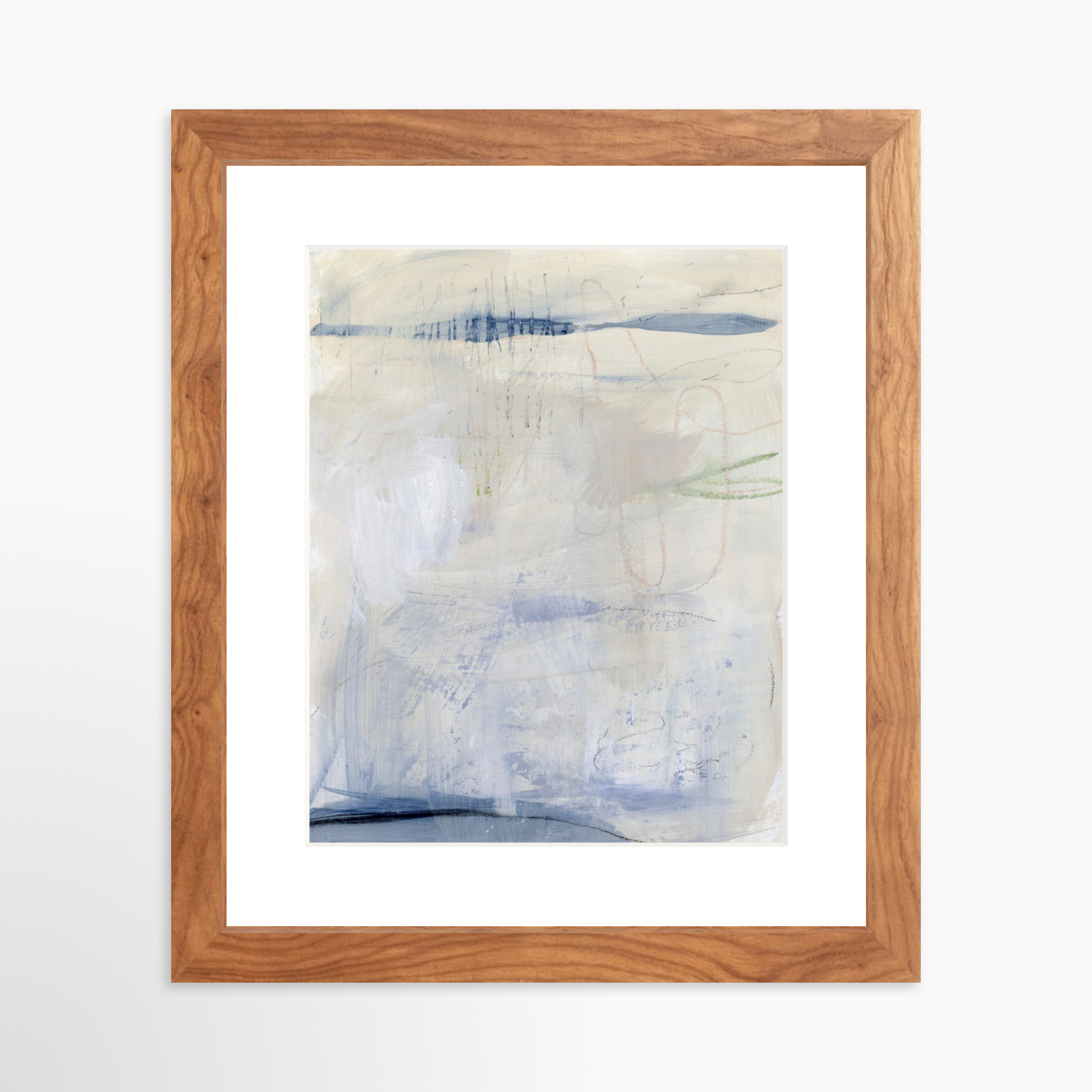 8x10 / Light Walnut Frame + White Mat