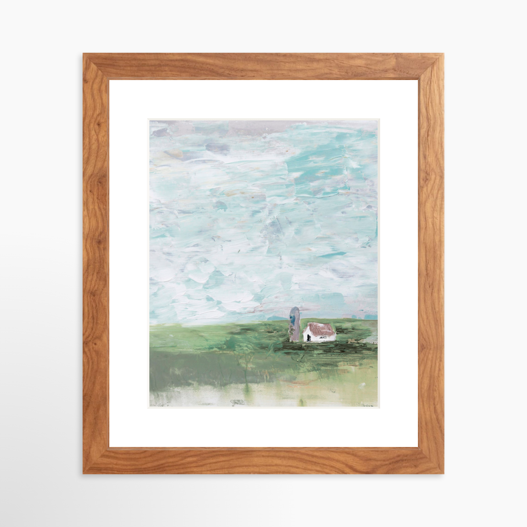 8x10 / Light Walnut Frame + White Mat