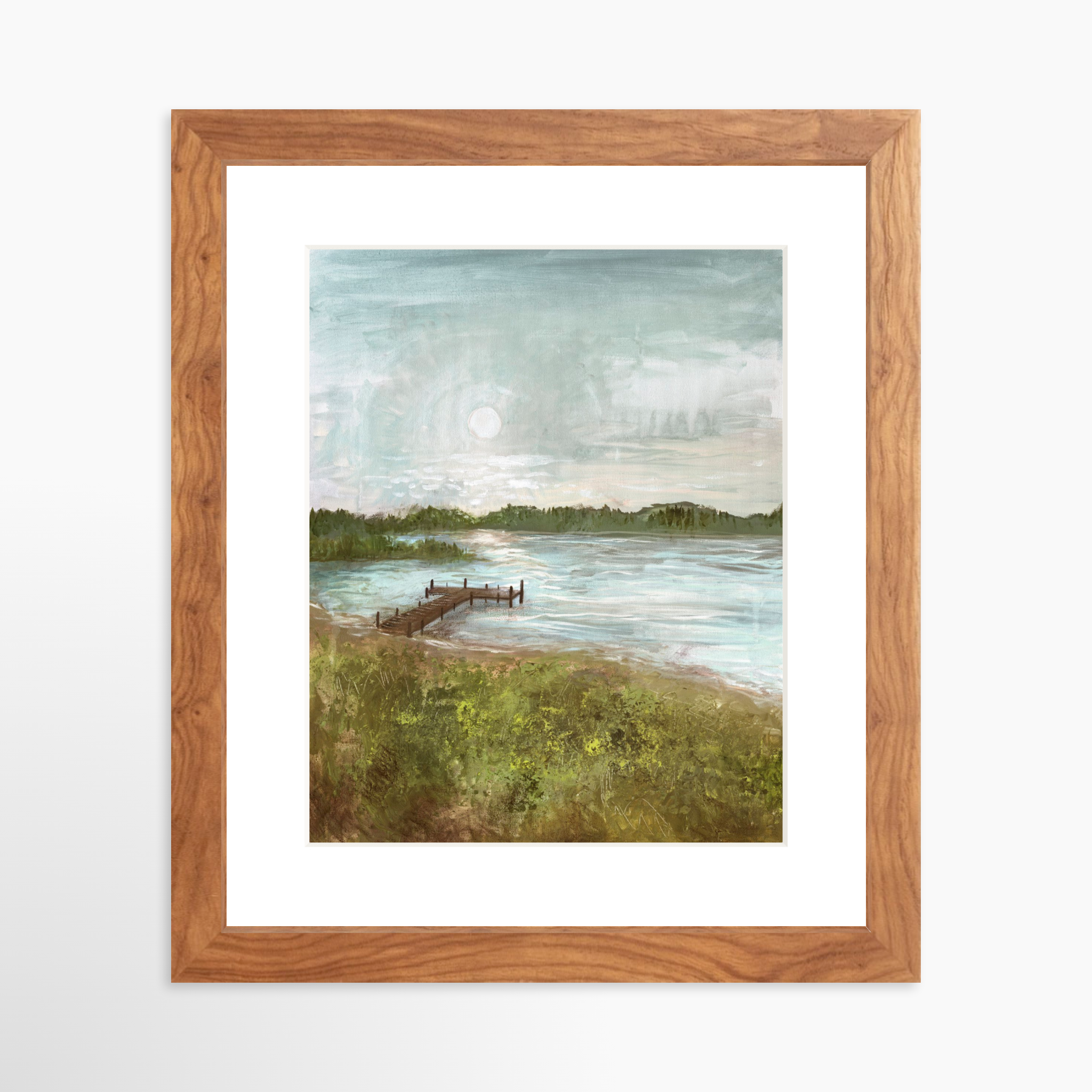 8x10 / Light Walnut Frame + White Mat