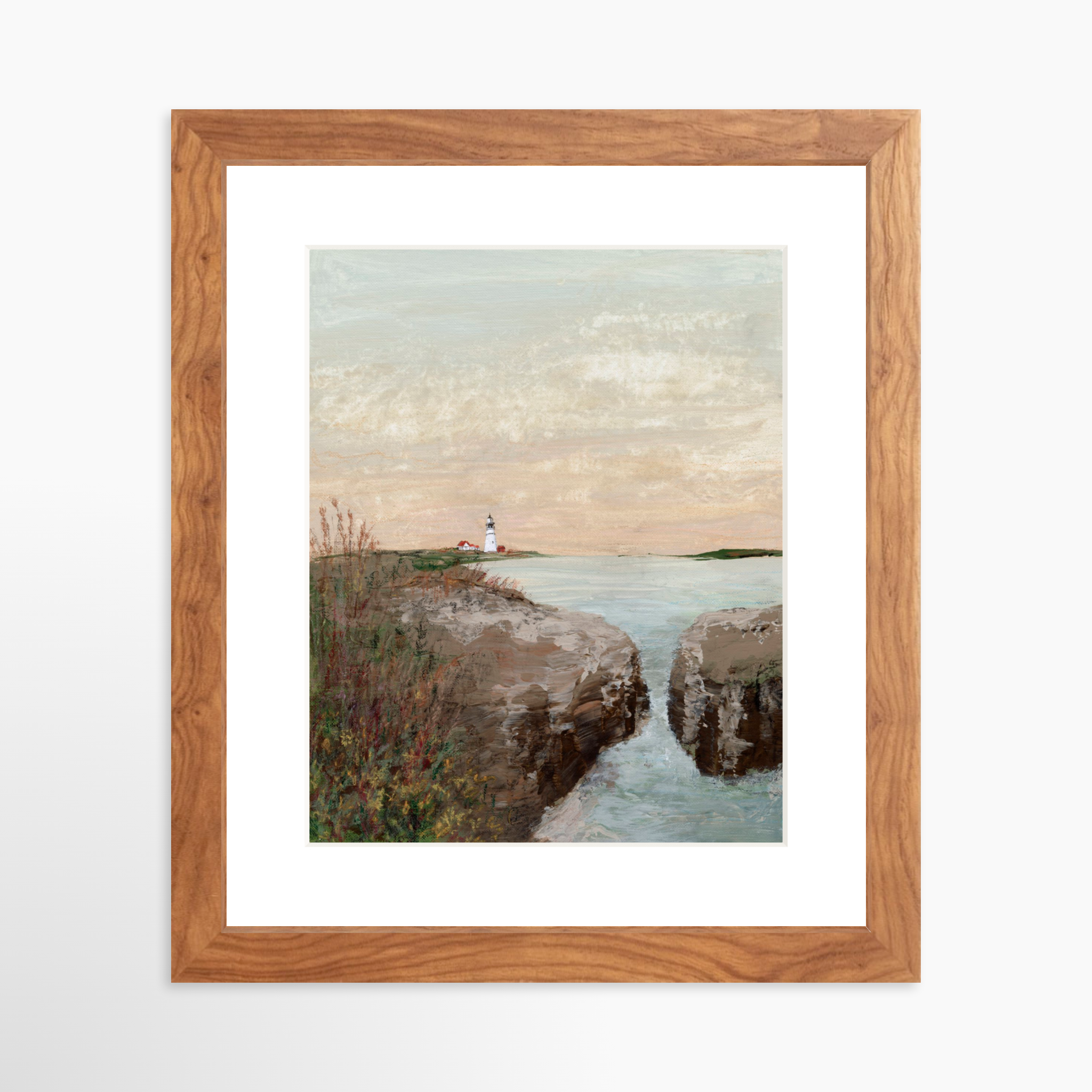 8x10 / Light Walnut Frame + White Mat
