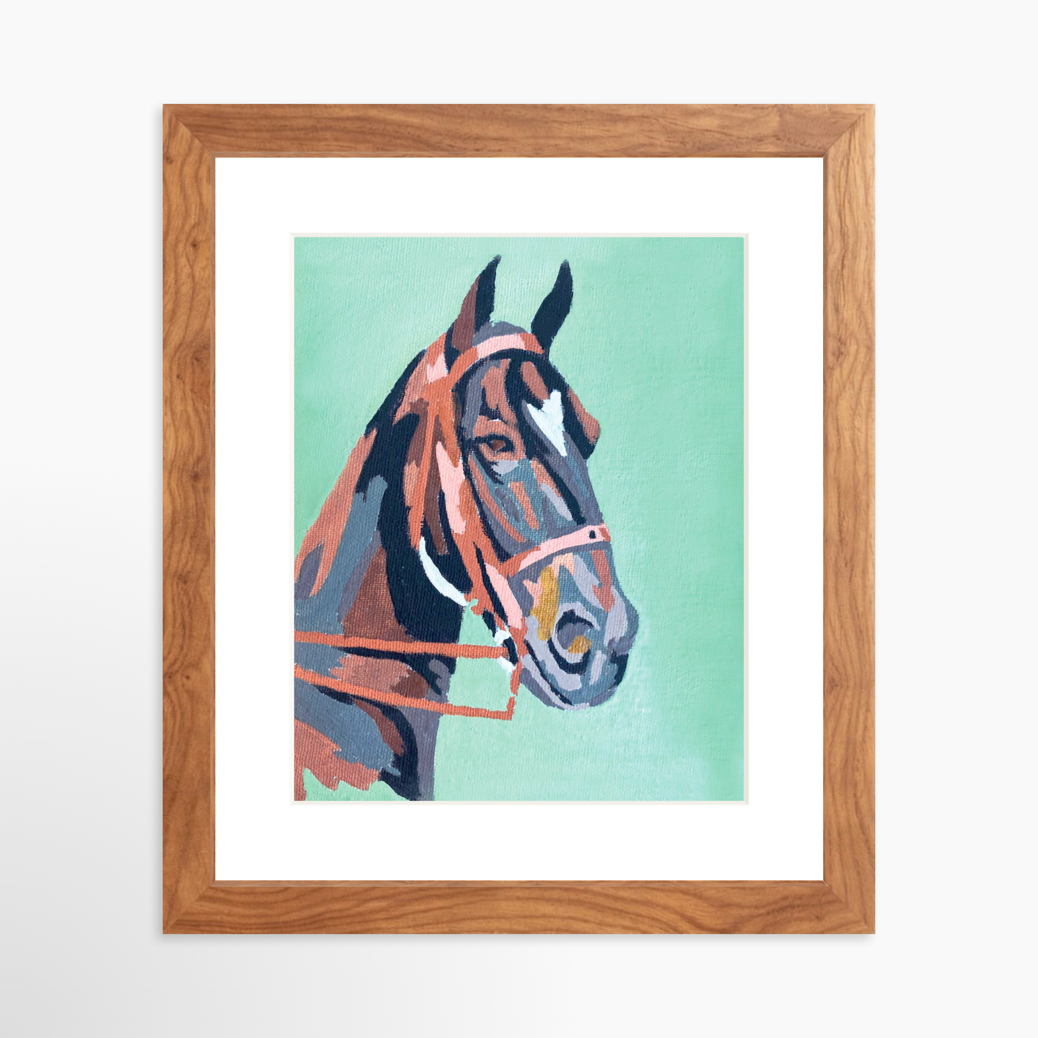 8x10 / Light Walnut Frame + White Mat