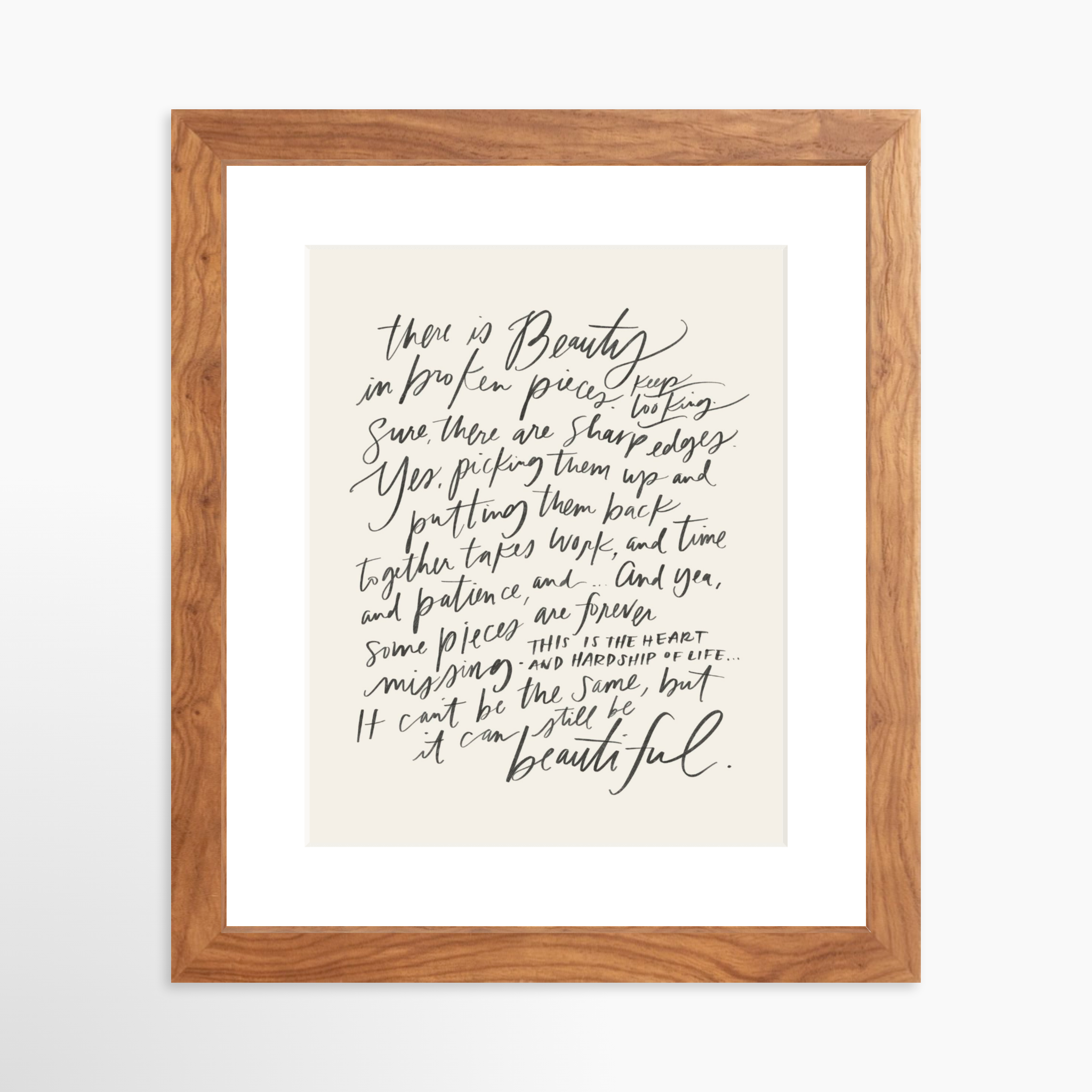 8x10 / Light Walnut Frame + White Mat