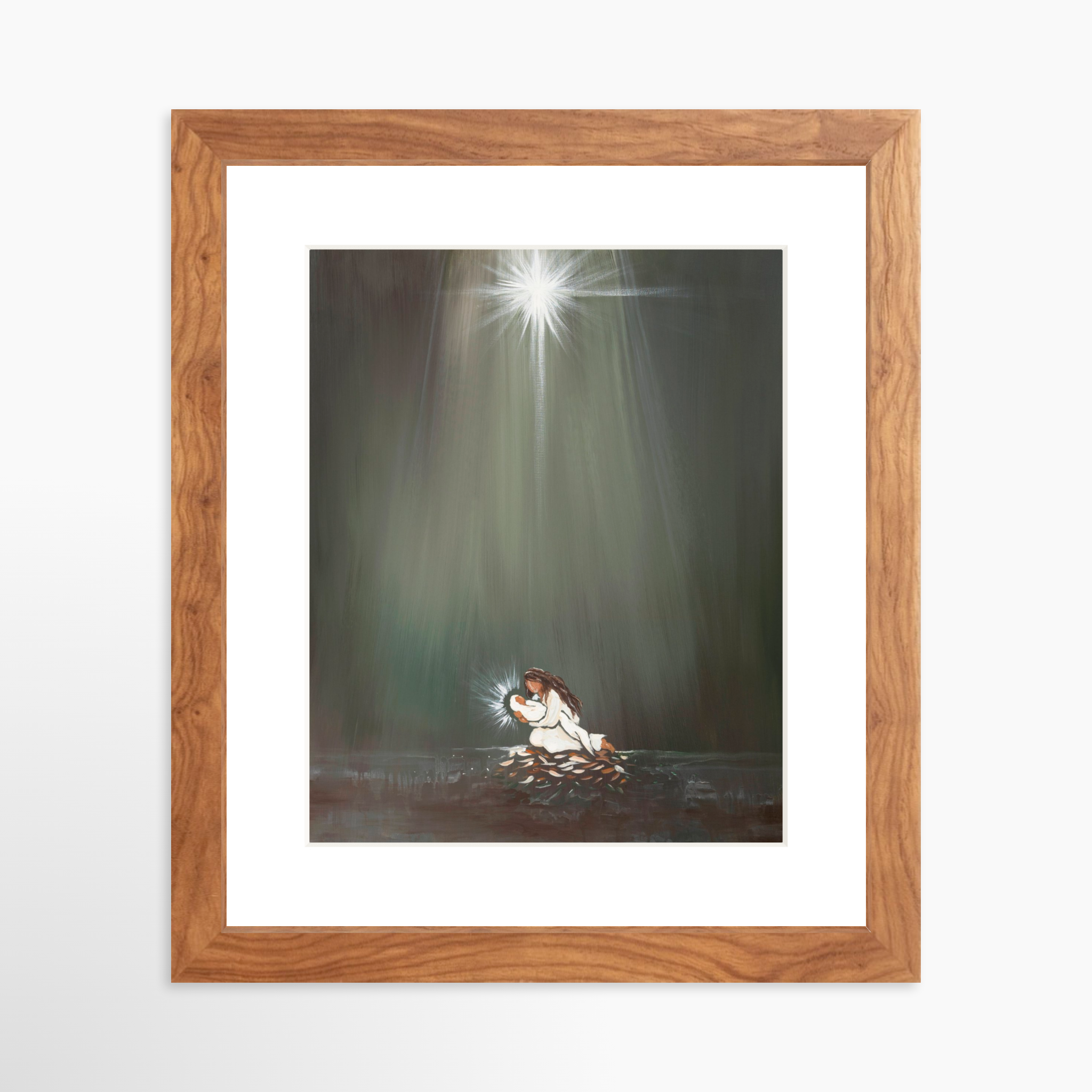 8x10 / Light Walnut Frame + White Mat