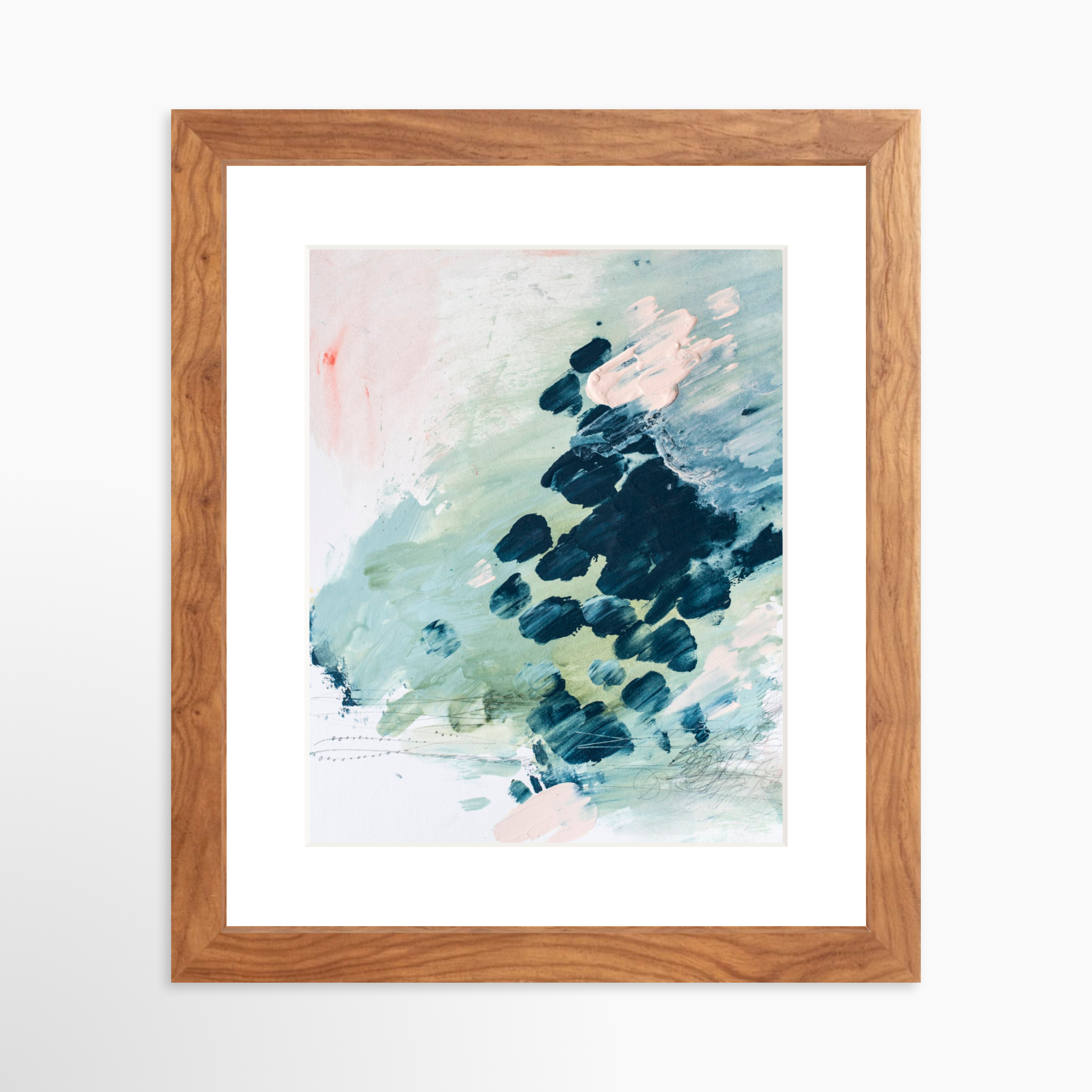 8x10 / Light Walnut Frame + White Mat