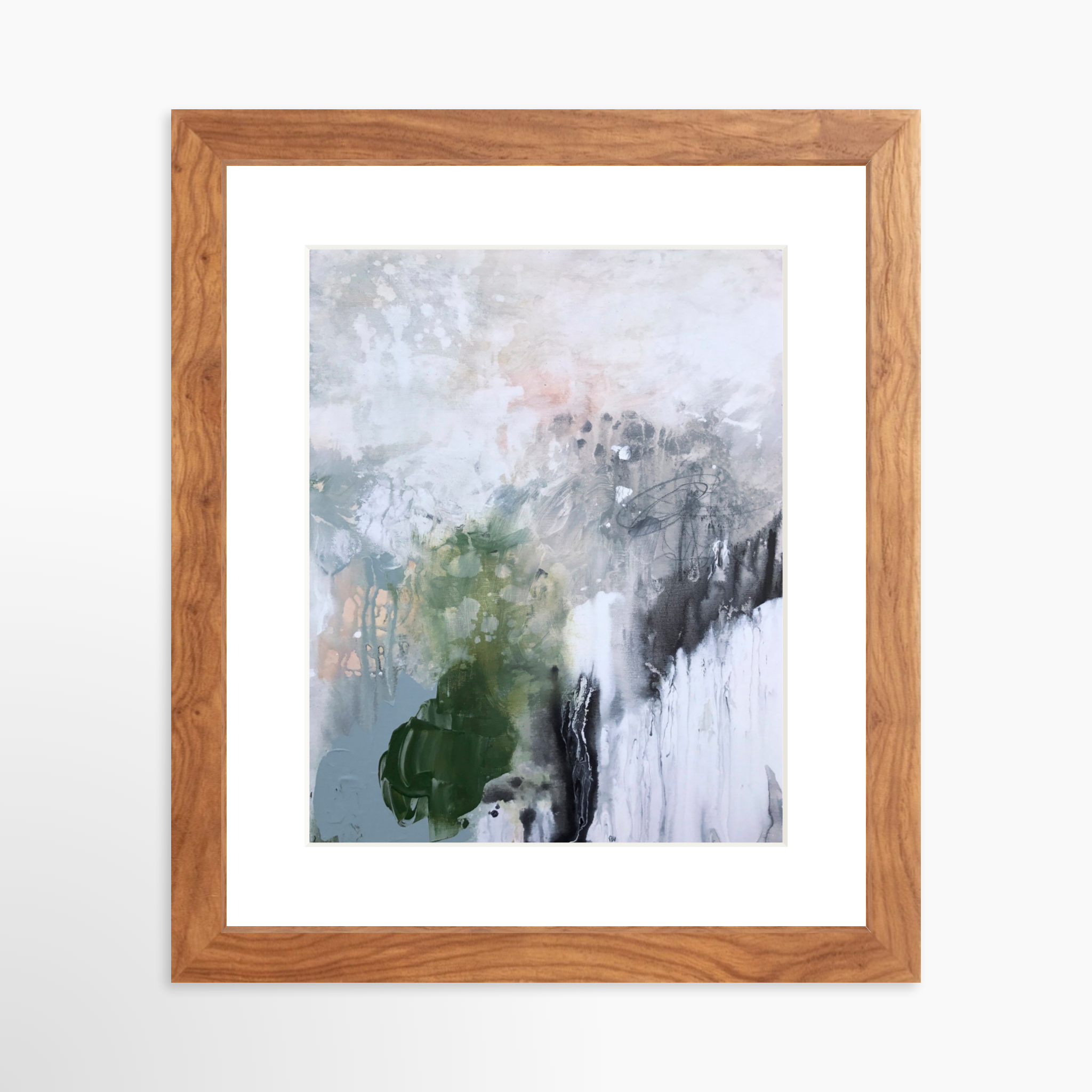 8x10 / Light Walnut Frame + White Mat