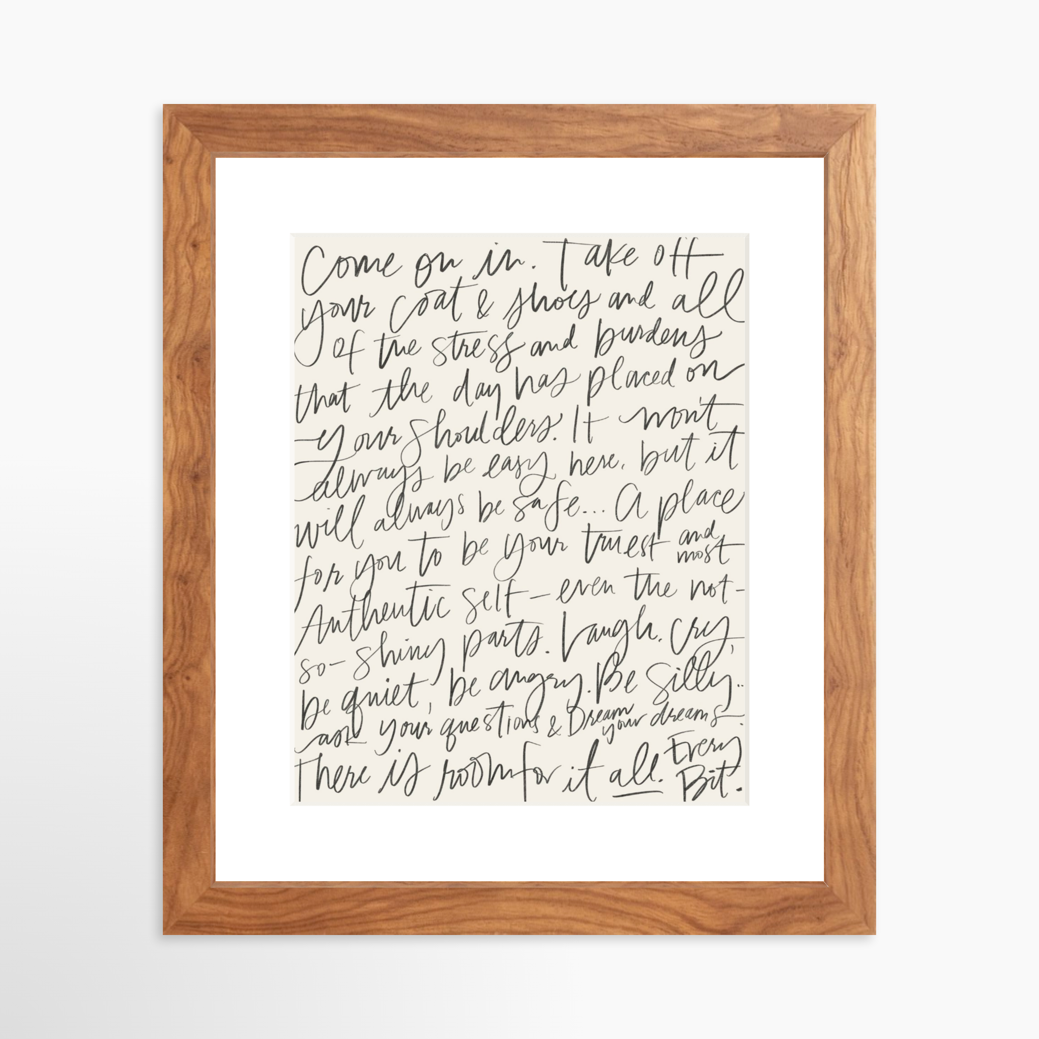 8x10 / Light Walnut Frame + White Mat