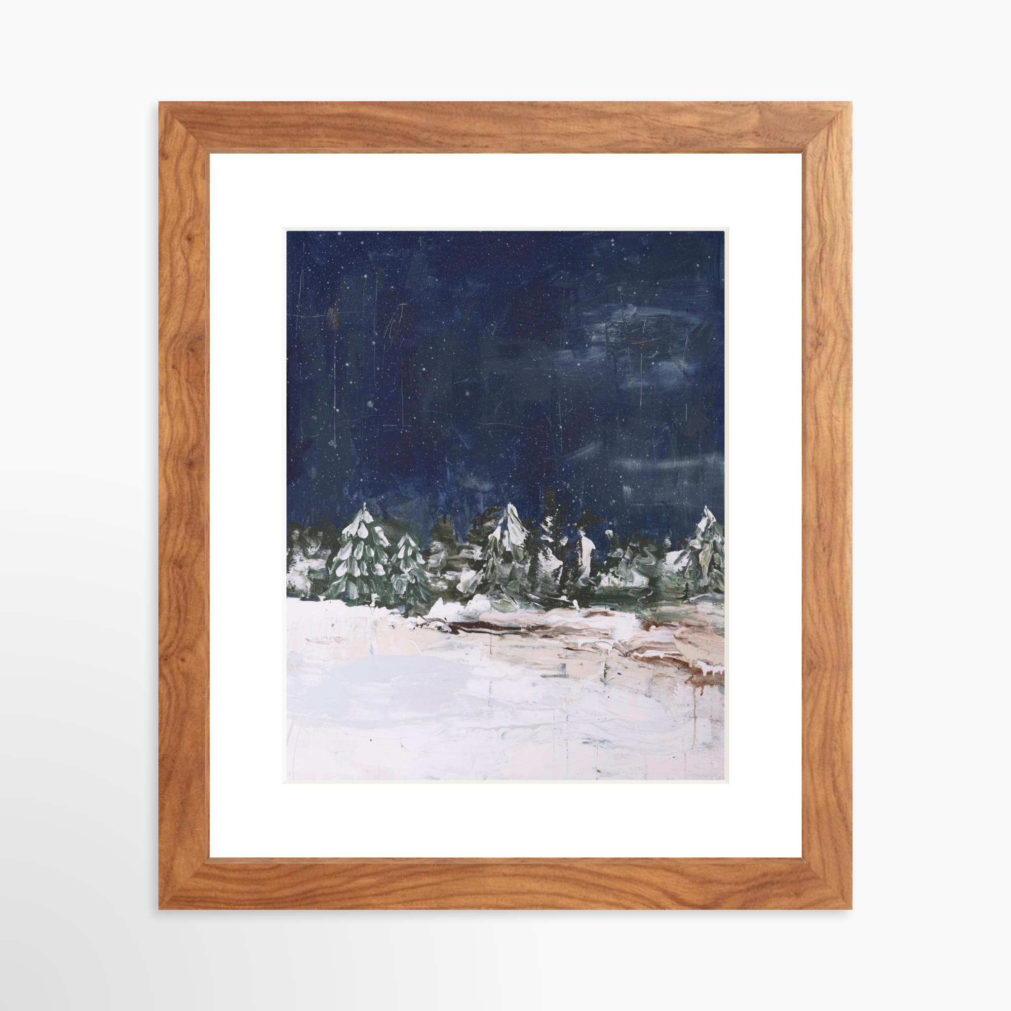 8x10 / Light Walnut Frame + White Mat