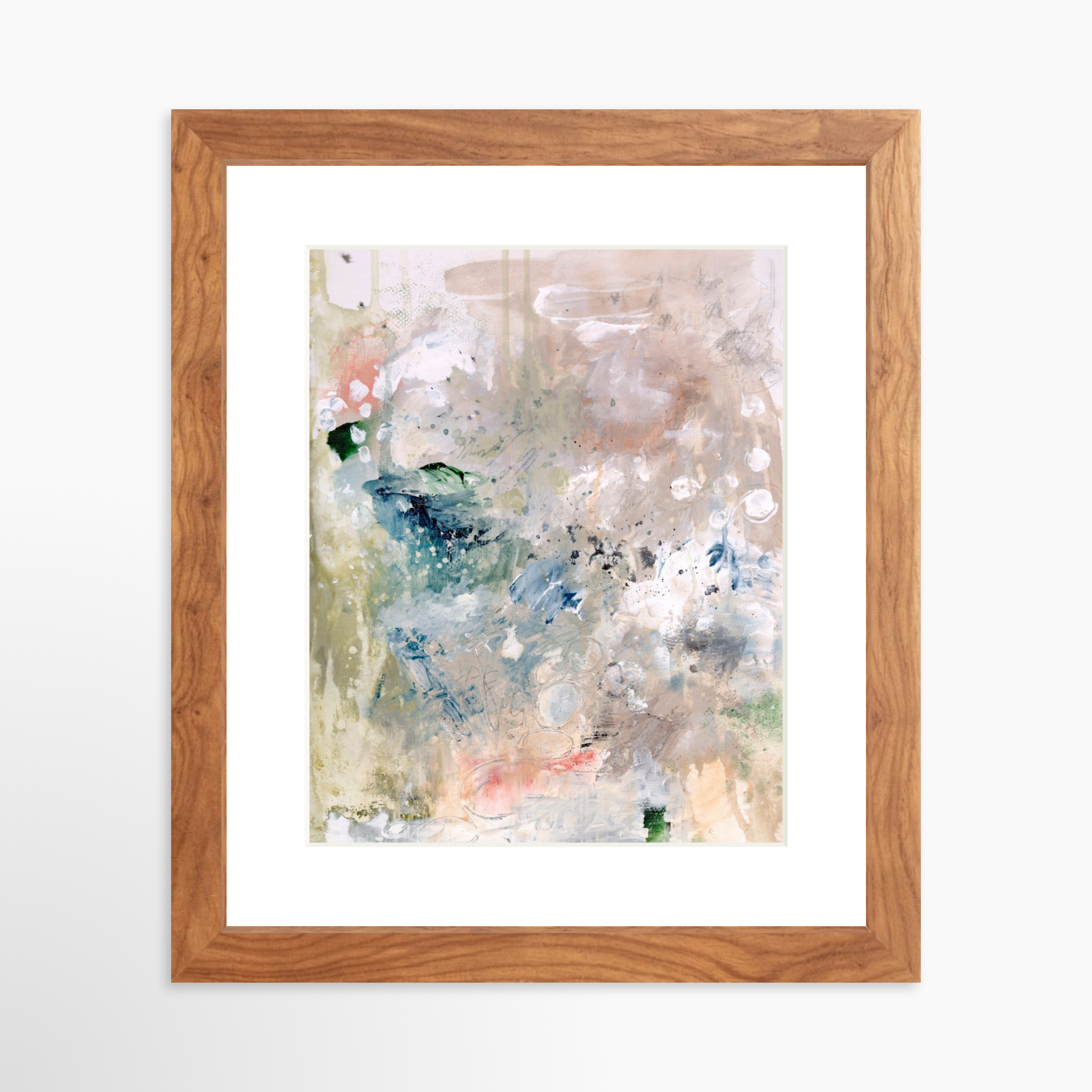 8x10 / Light Walnut Frame + White Mat