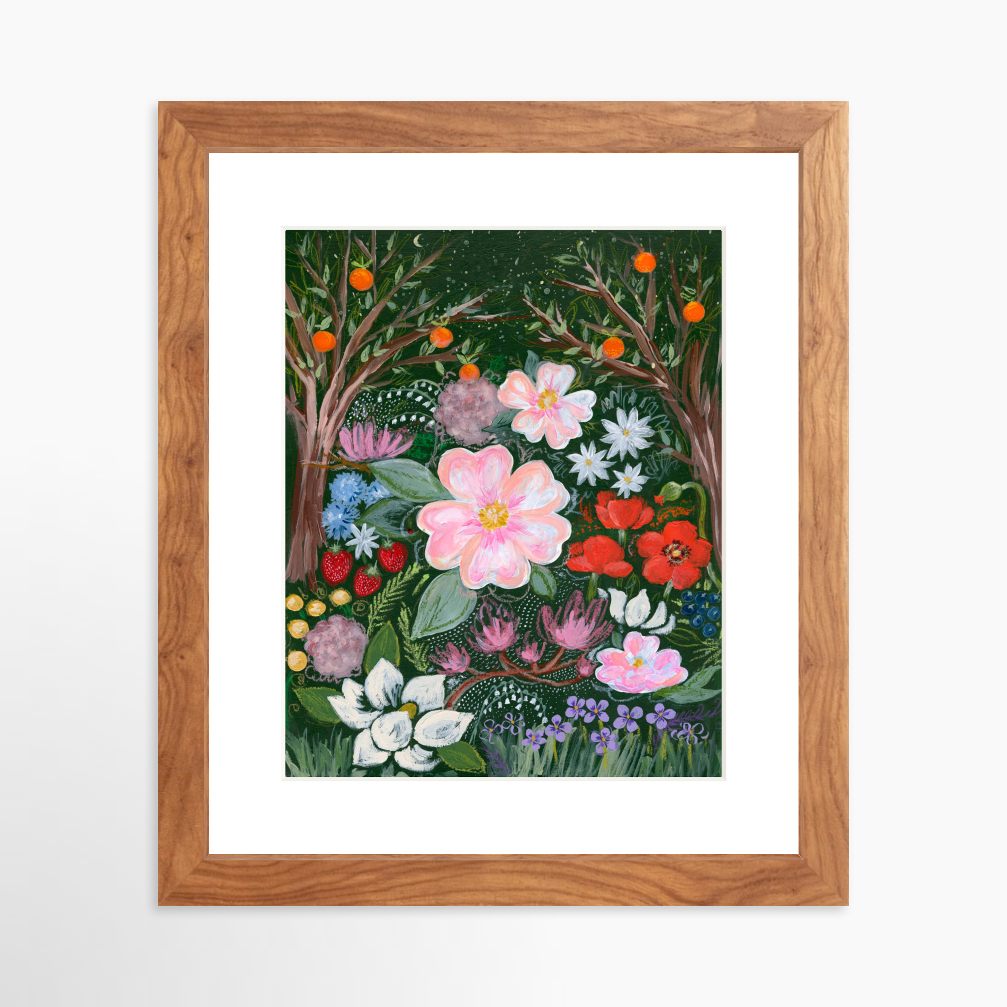 8x10 / Light Walnut Frame + White Mat