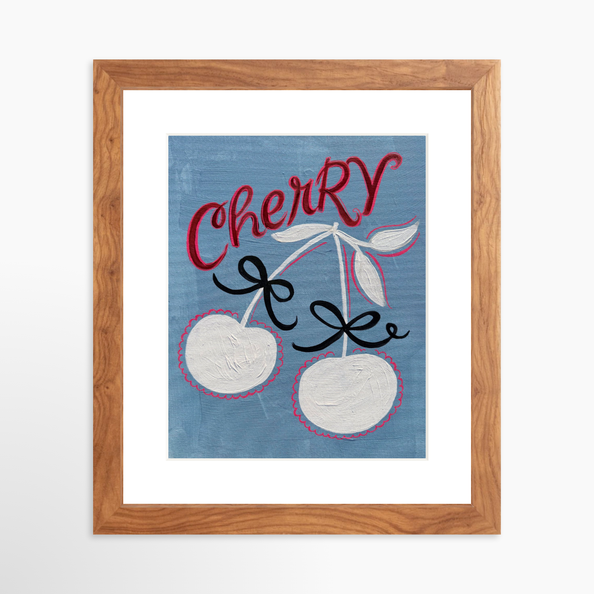 8x10 / Light Walnut Frame + White Mat