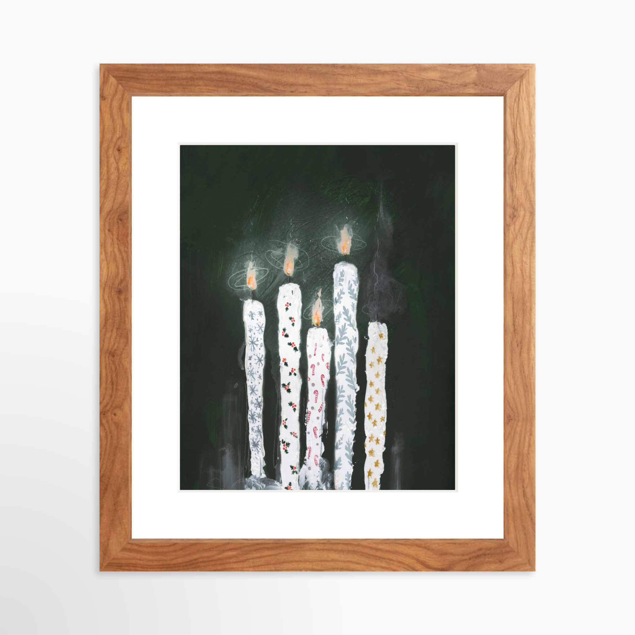 8x10 / Light Walnut Frame + White Mat