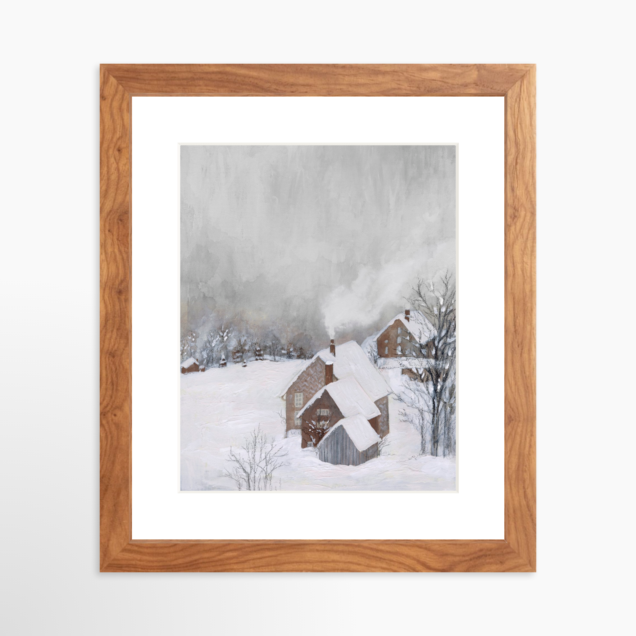 8x10 / Light Walnut Frame + White Mat