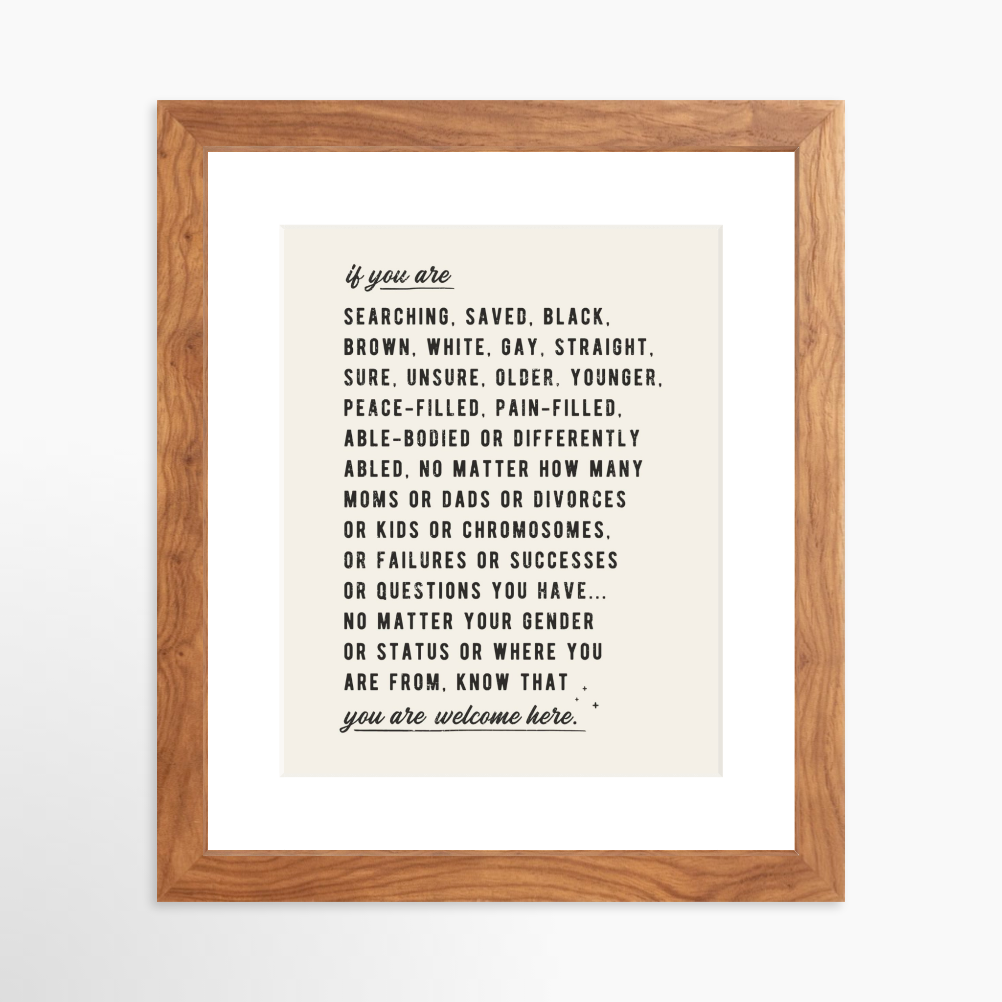 8x10 / Light Walnut Frame + White Mat