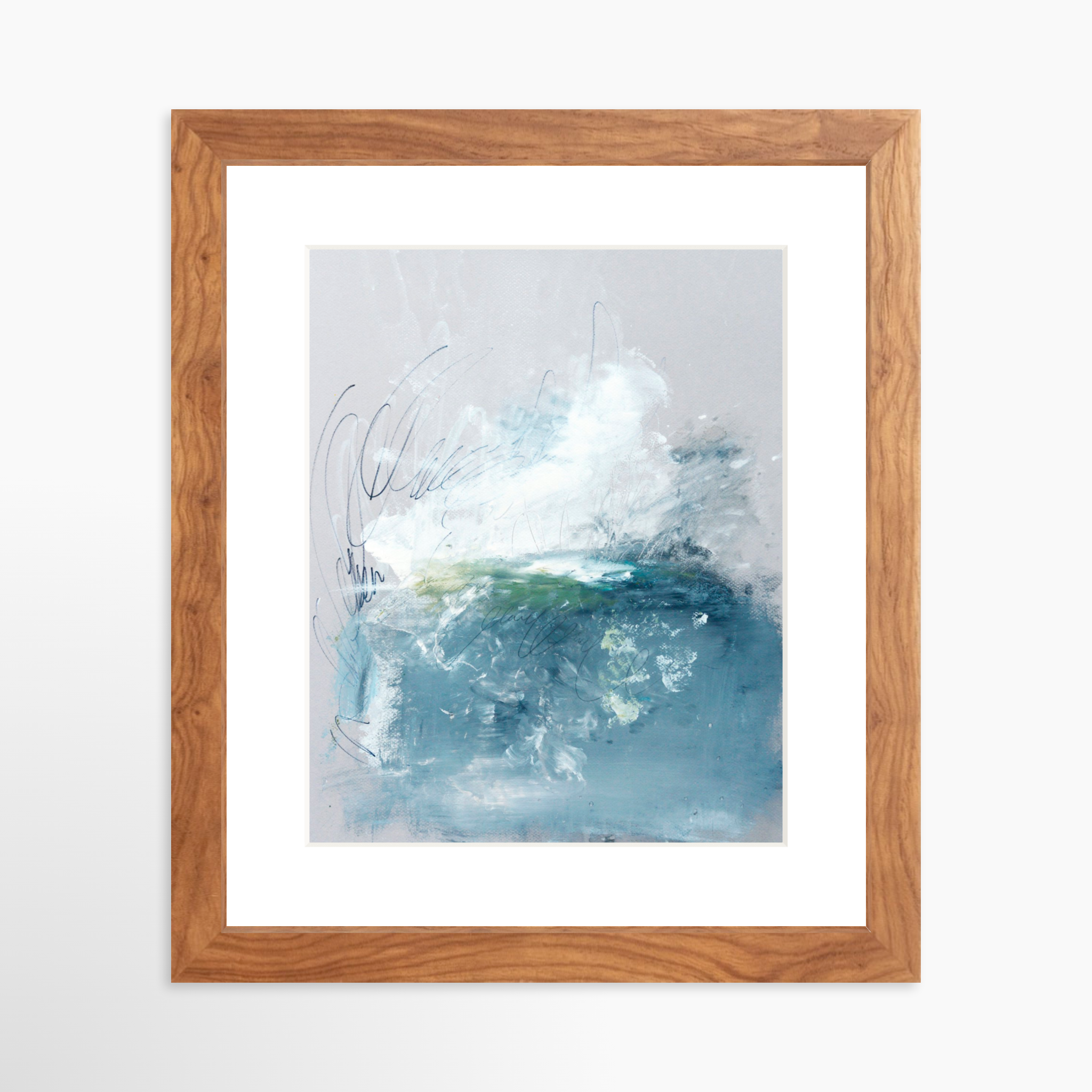 8x10 / Light Walnut Frame + White Mat