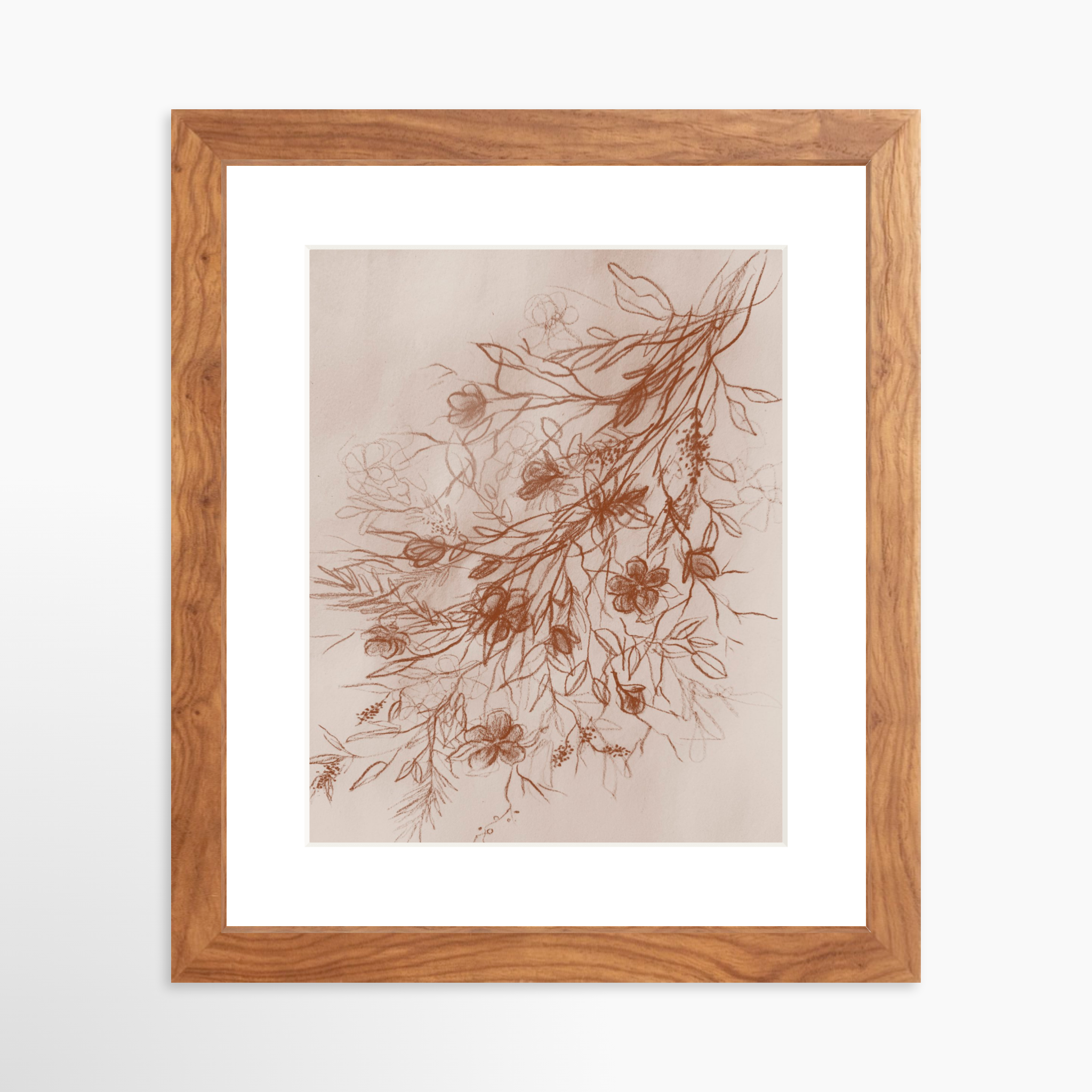8x10 / Light Walnut Frame + White Mat