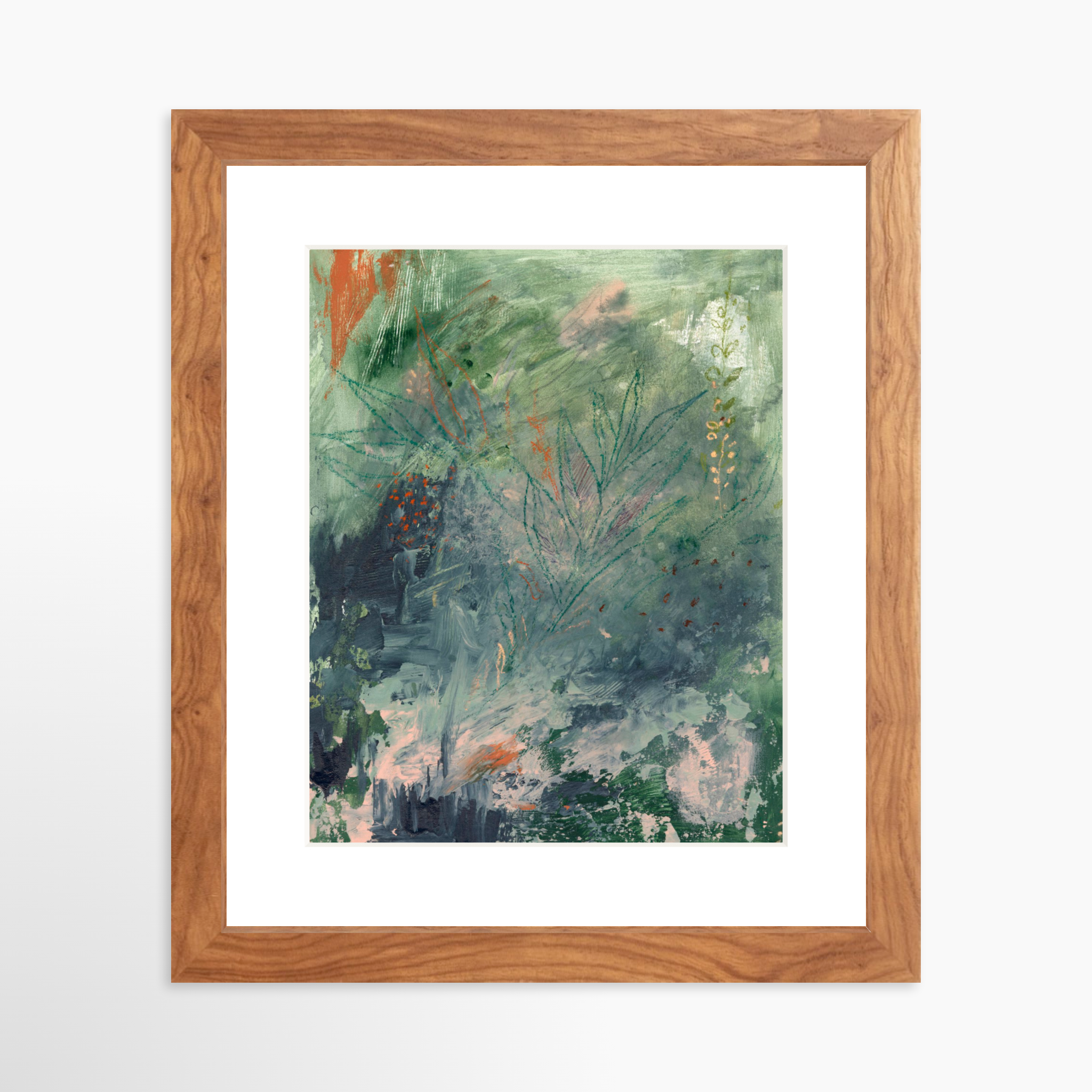 8x10 / Light Walnut Frame + White Mat