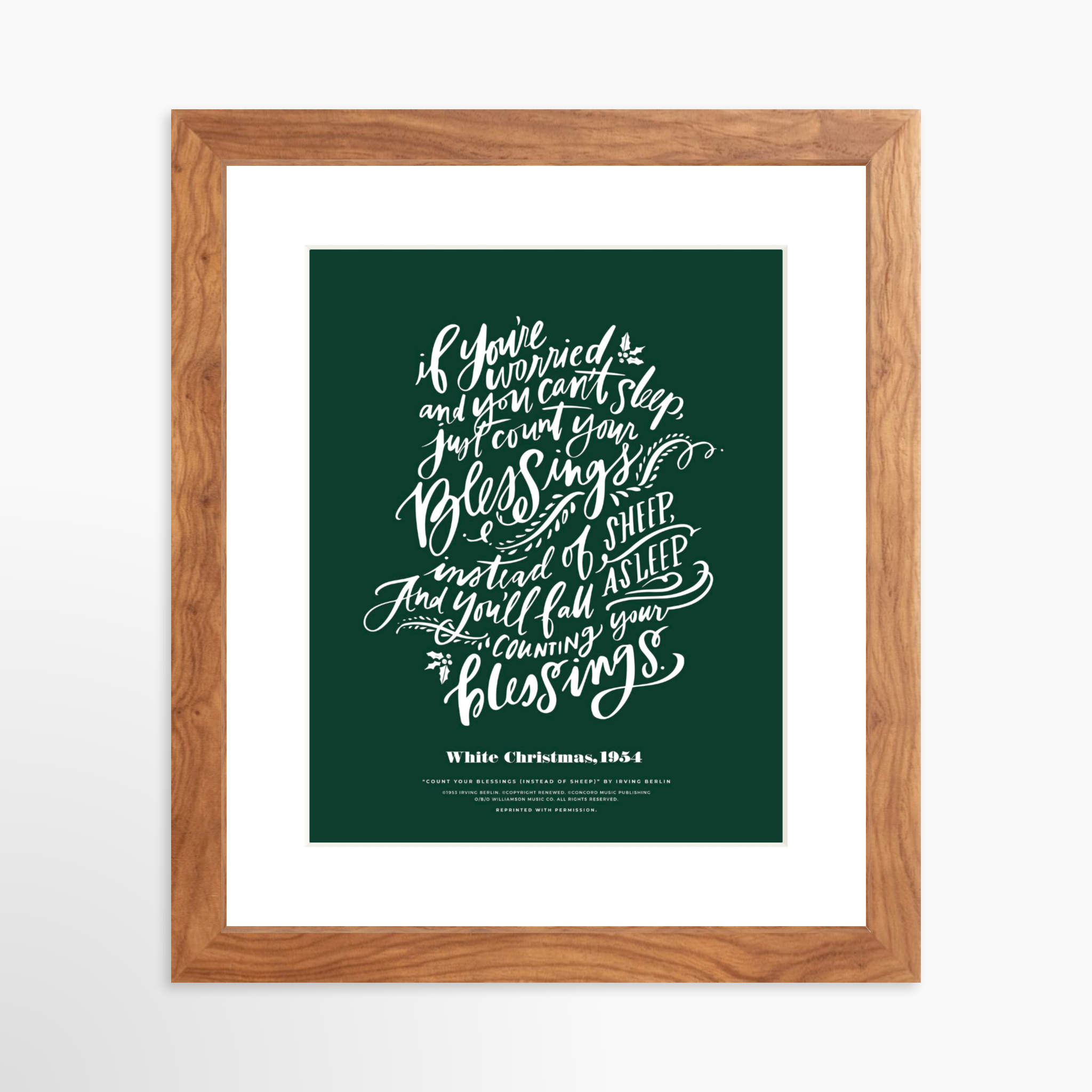 8x10 / Light Walnut Frame + White Mat