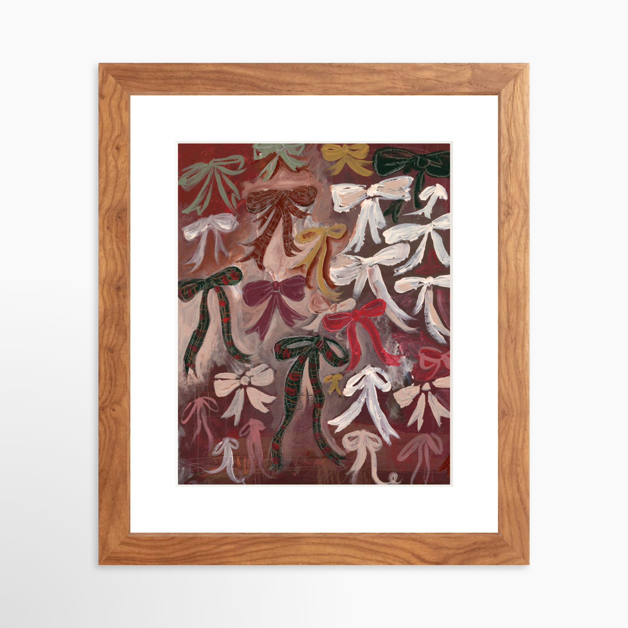8x10 / Light Walnut Frame + White Mat