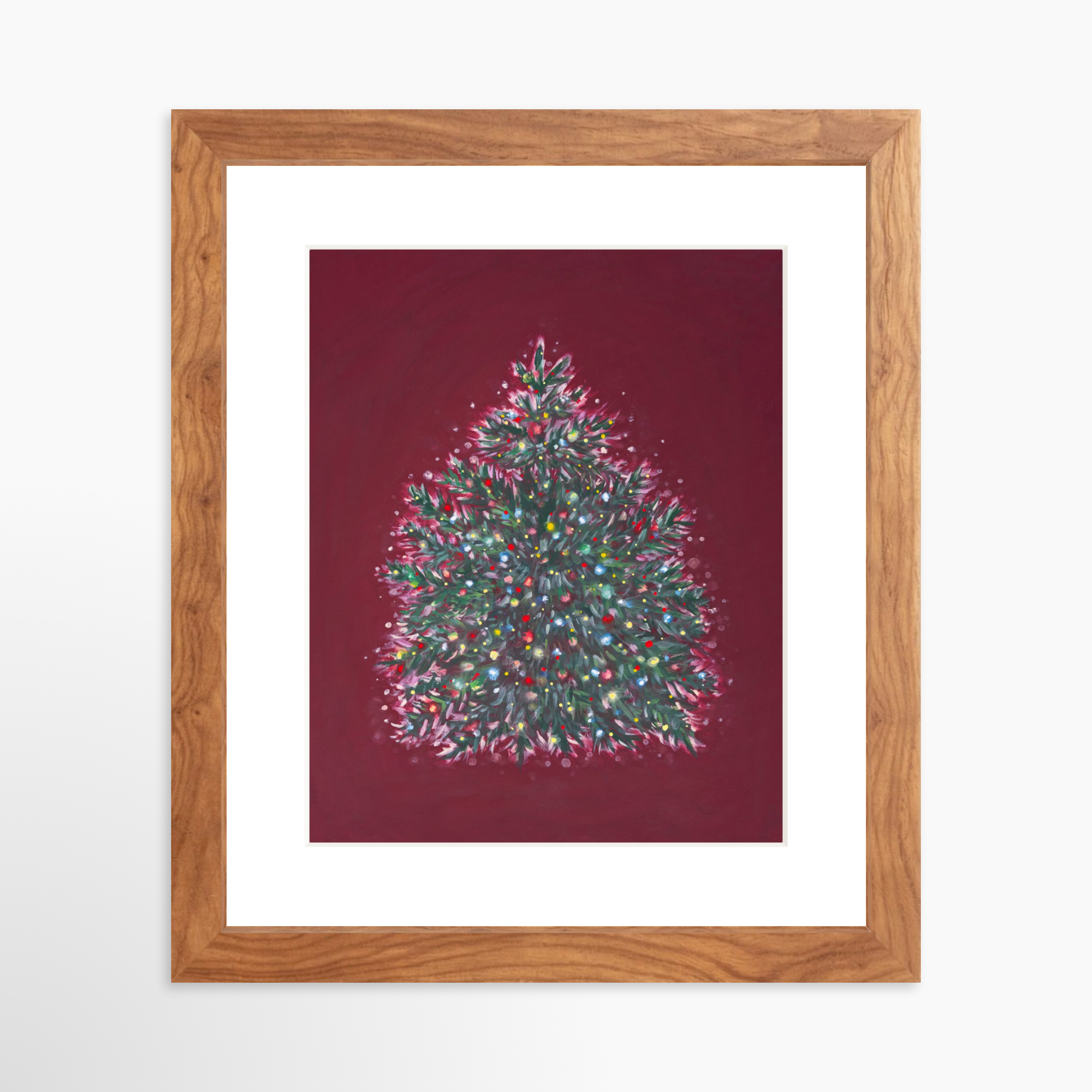 8x10 / Light Walnut Frame + White Mat