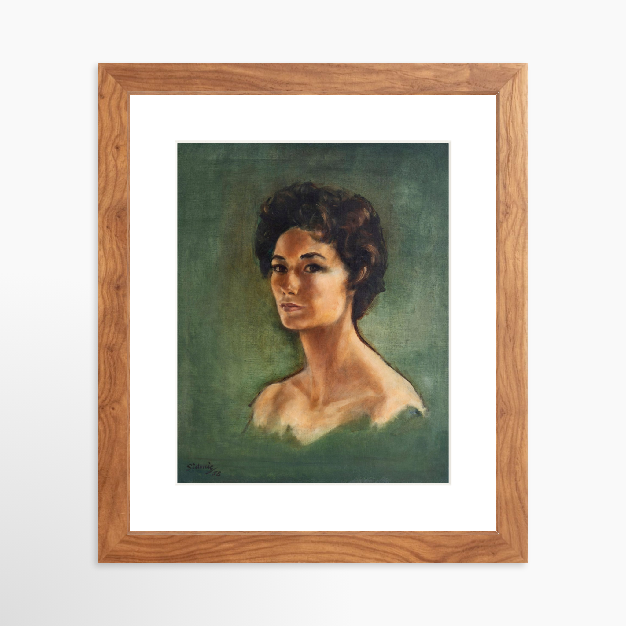 8x10 / Light Walnut Frame + White Mat