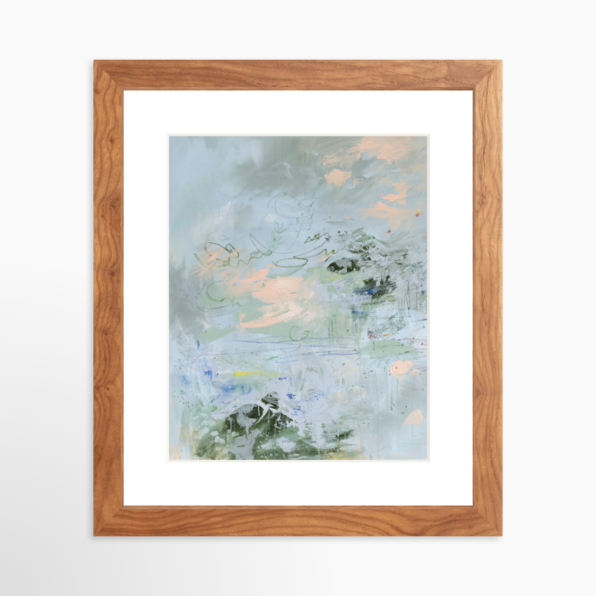 8x10 / Light Walnut Frame + White Mat