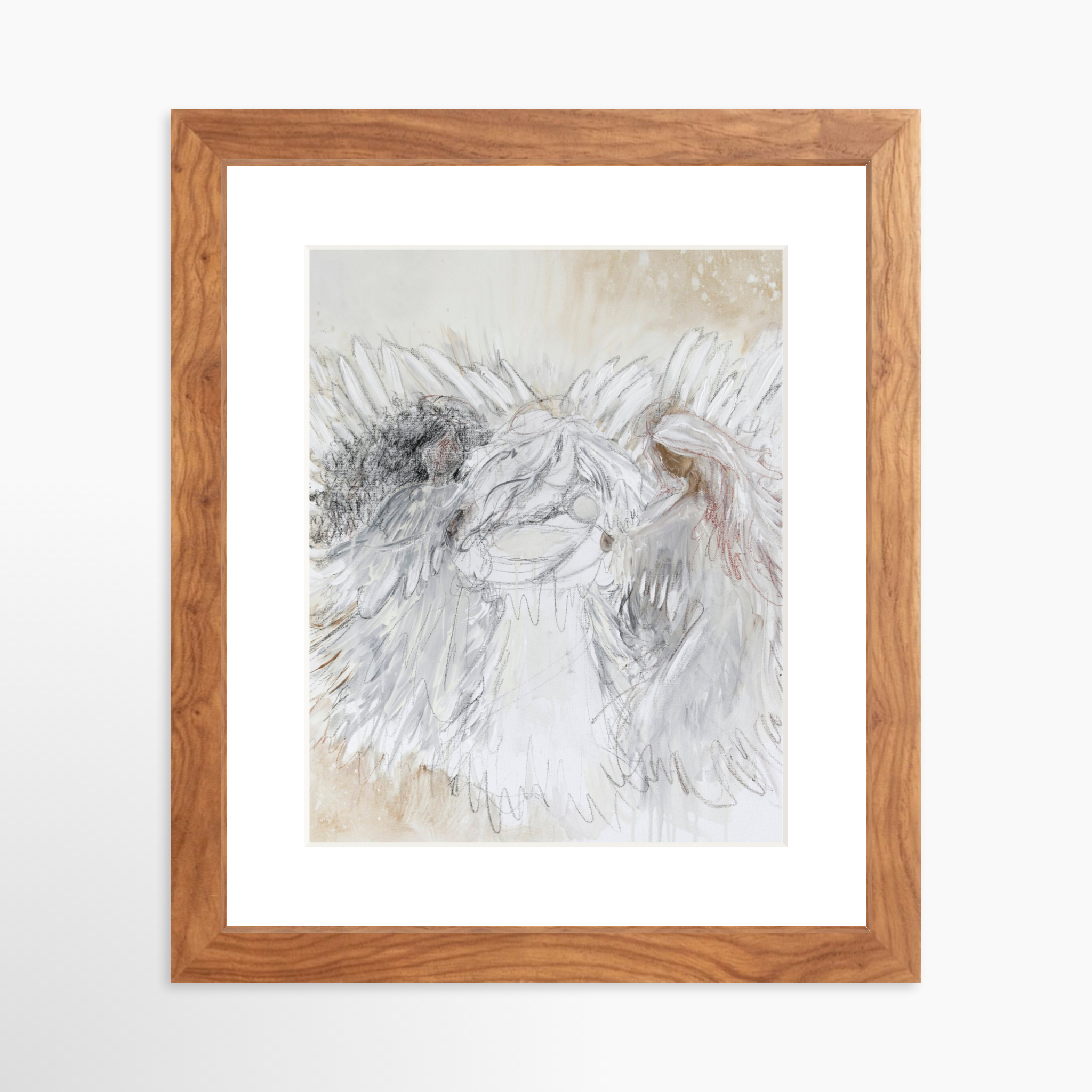 8x10 / Light Walnut Frame + White Mat