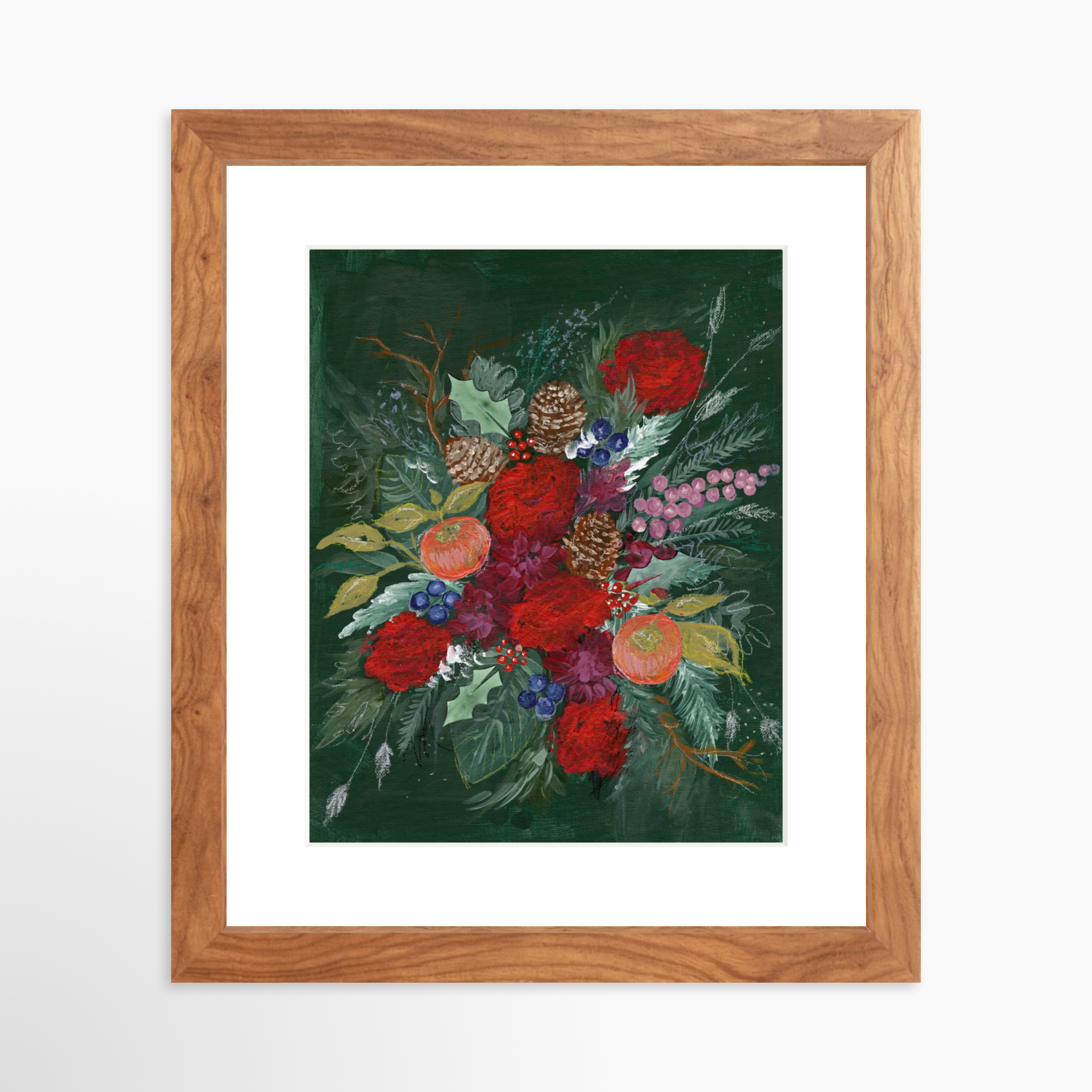 8x10 / Light Walnut Frame + White Mat