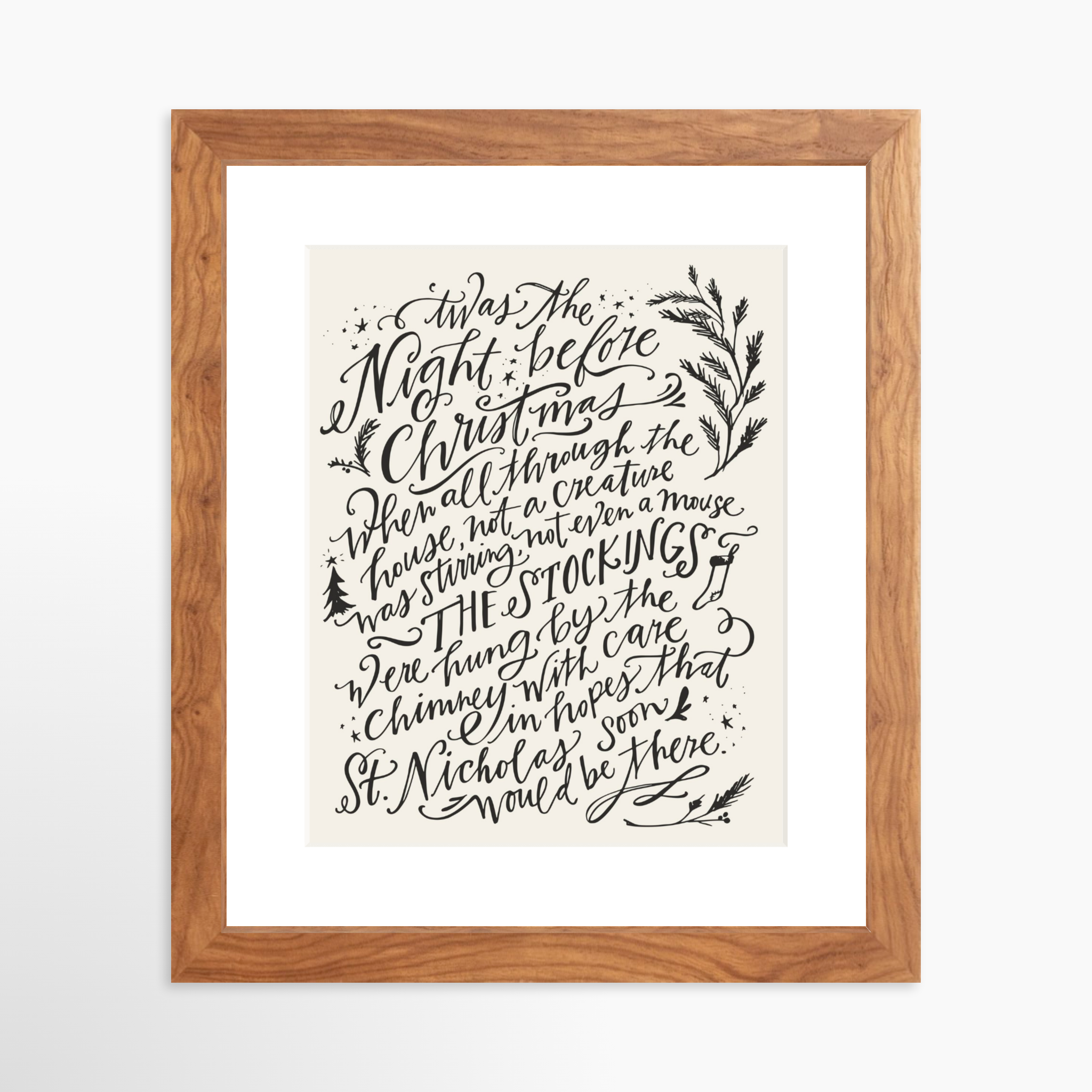 8x10 / Light Walnut Frame + White Mat