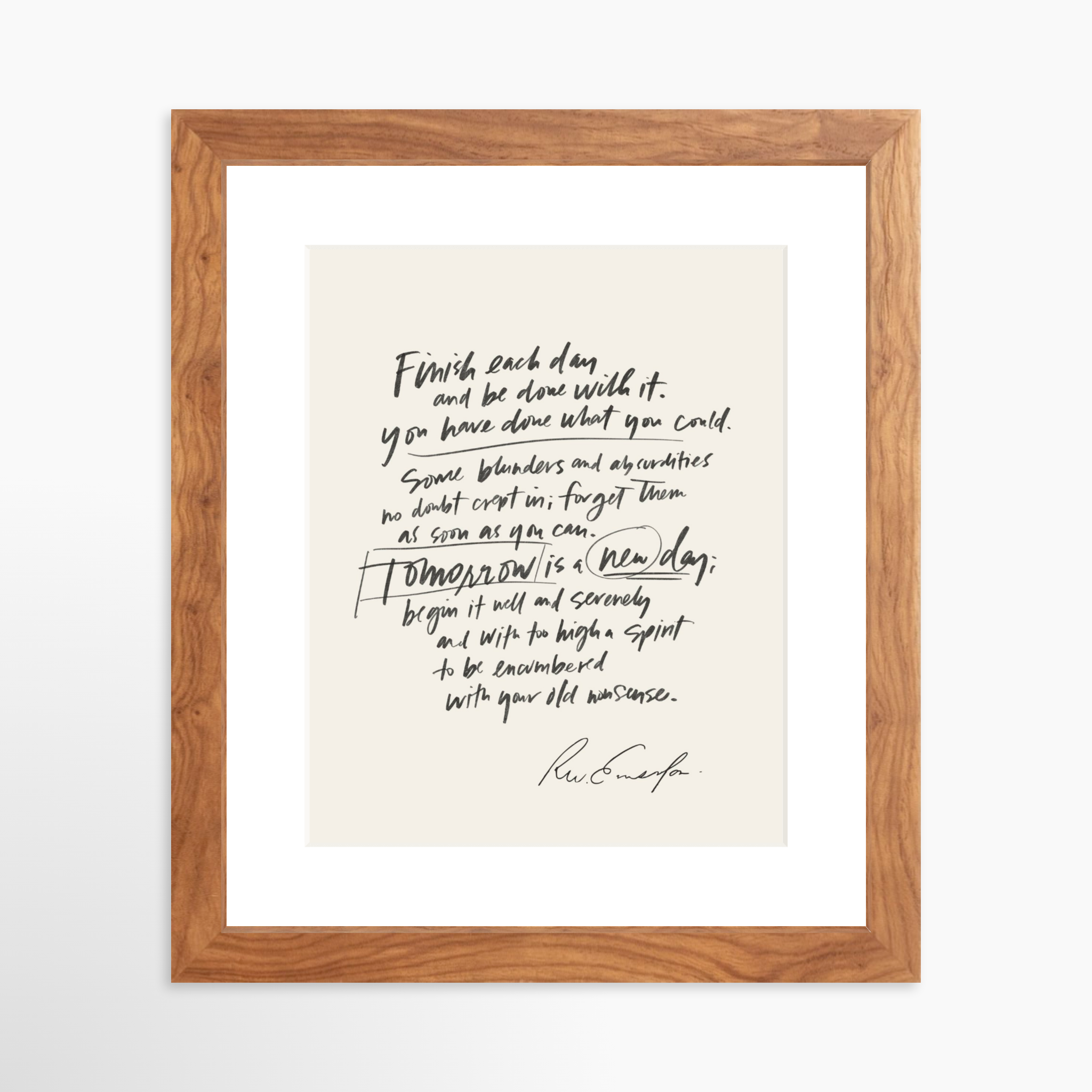 8x10 / Light Walnut Frame + White Mat