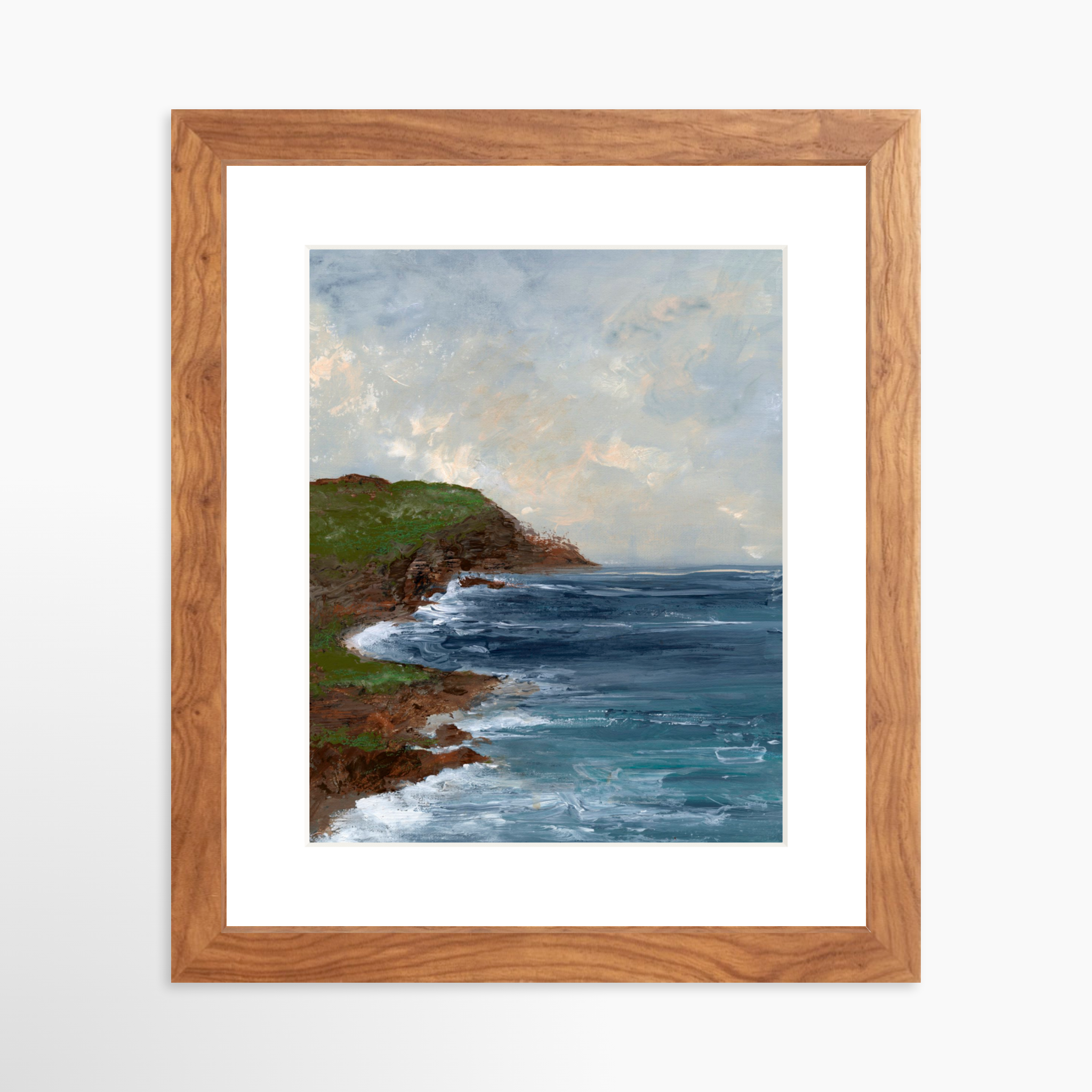 8x10 / Light Walnut Frame + White Mat