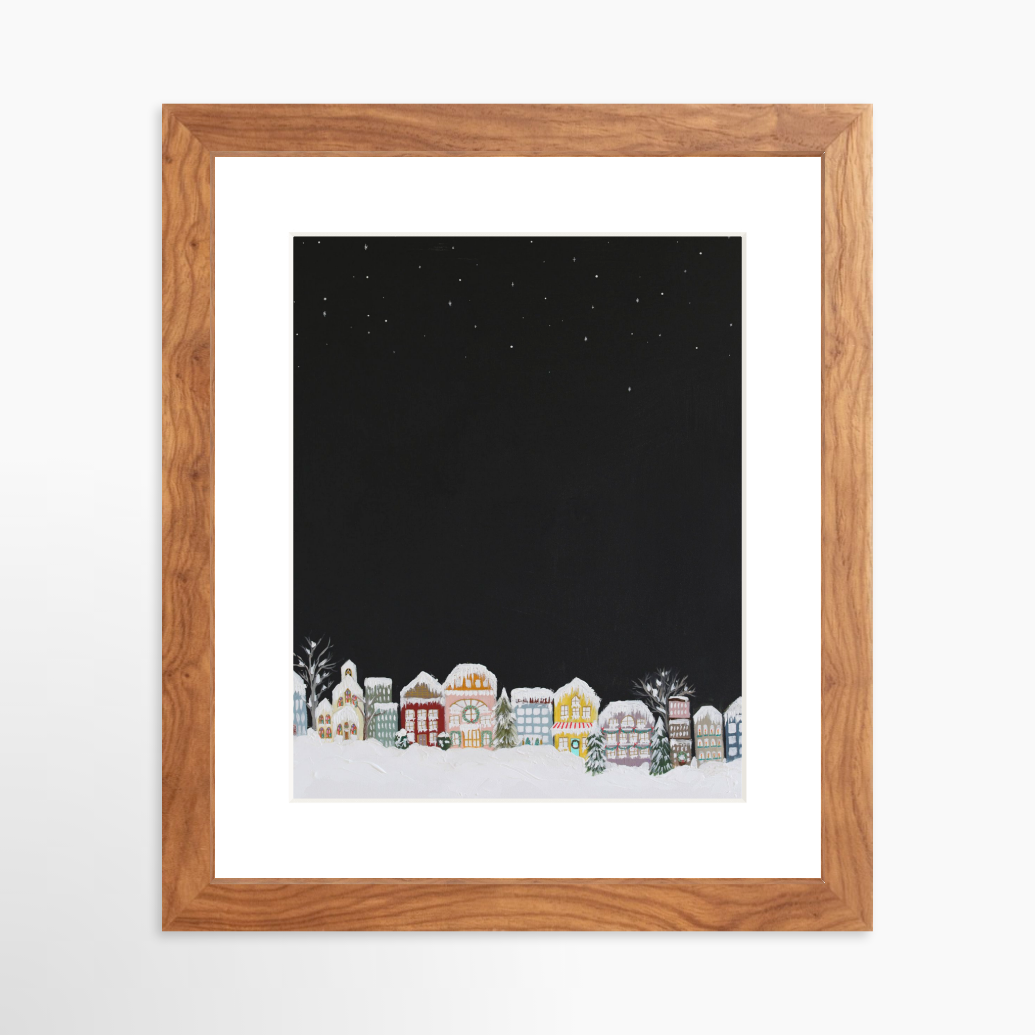 8x10 / Light Walnut Frame + White Mat