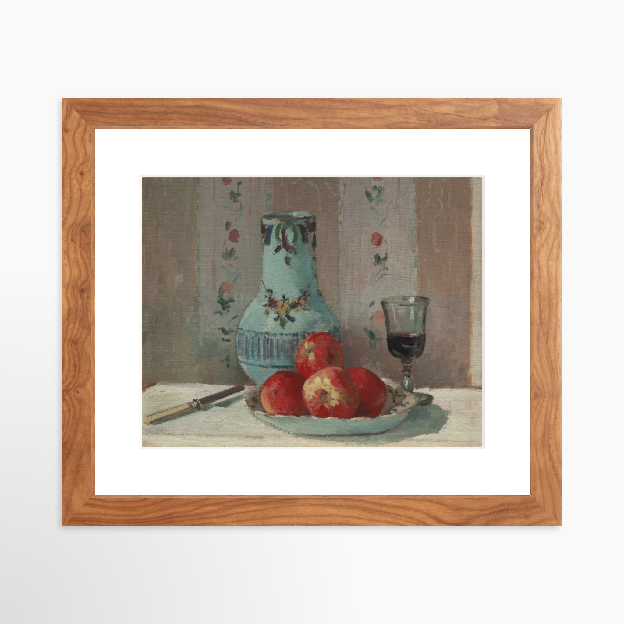 10x8 / Light Walnut Frame + White Mat