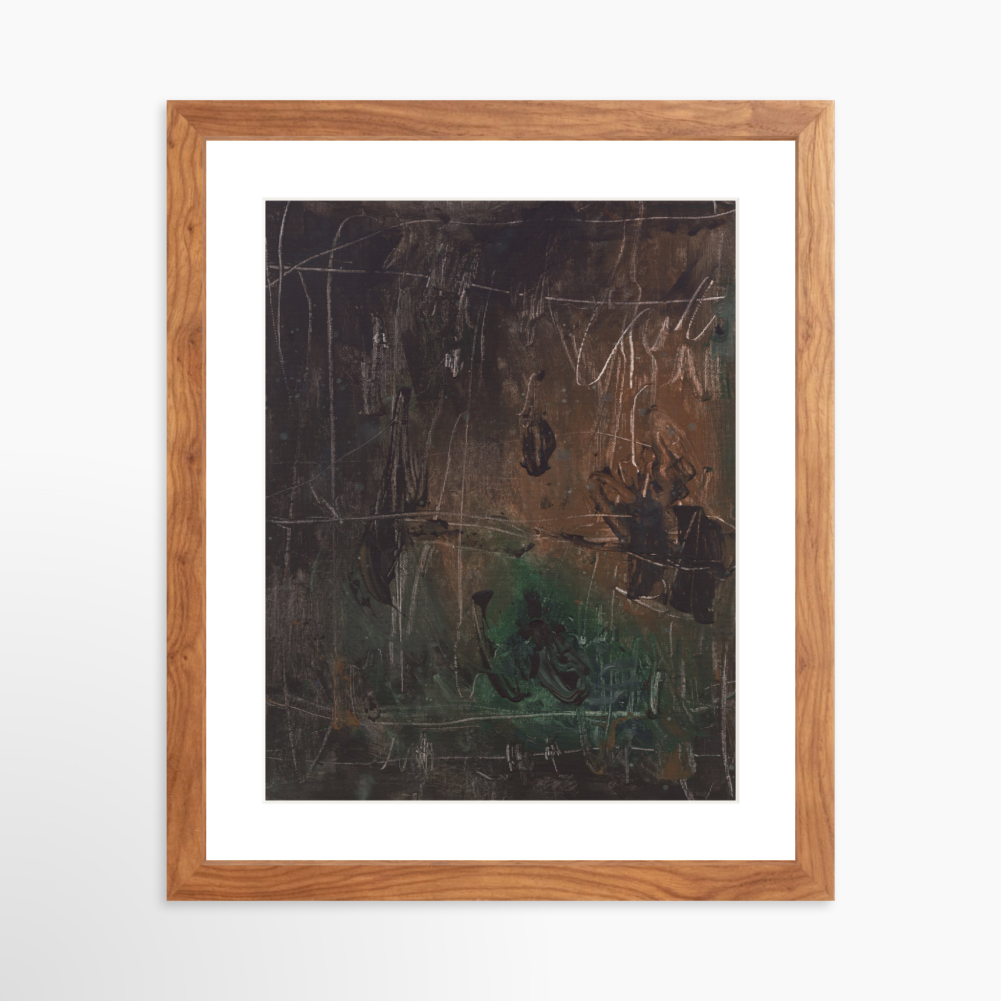 11x14 / Light Walnut Frame + White Mat