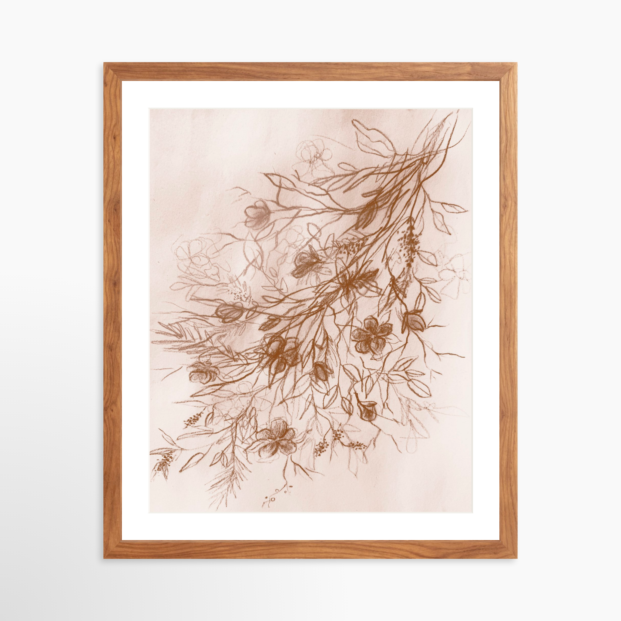 16x20 / Light Walnut Frame + White Mat