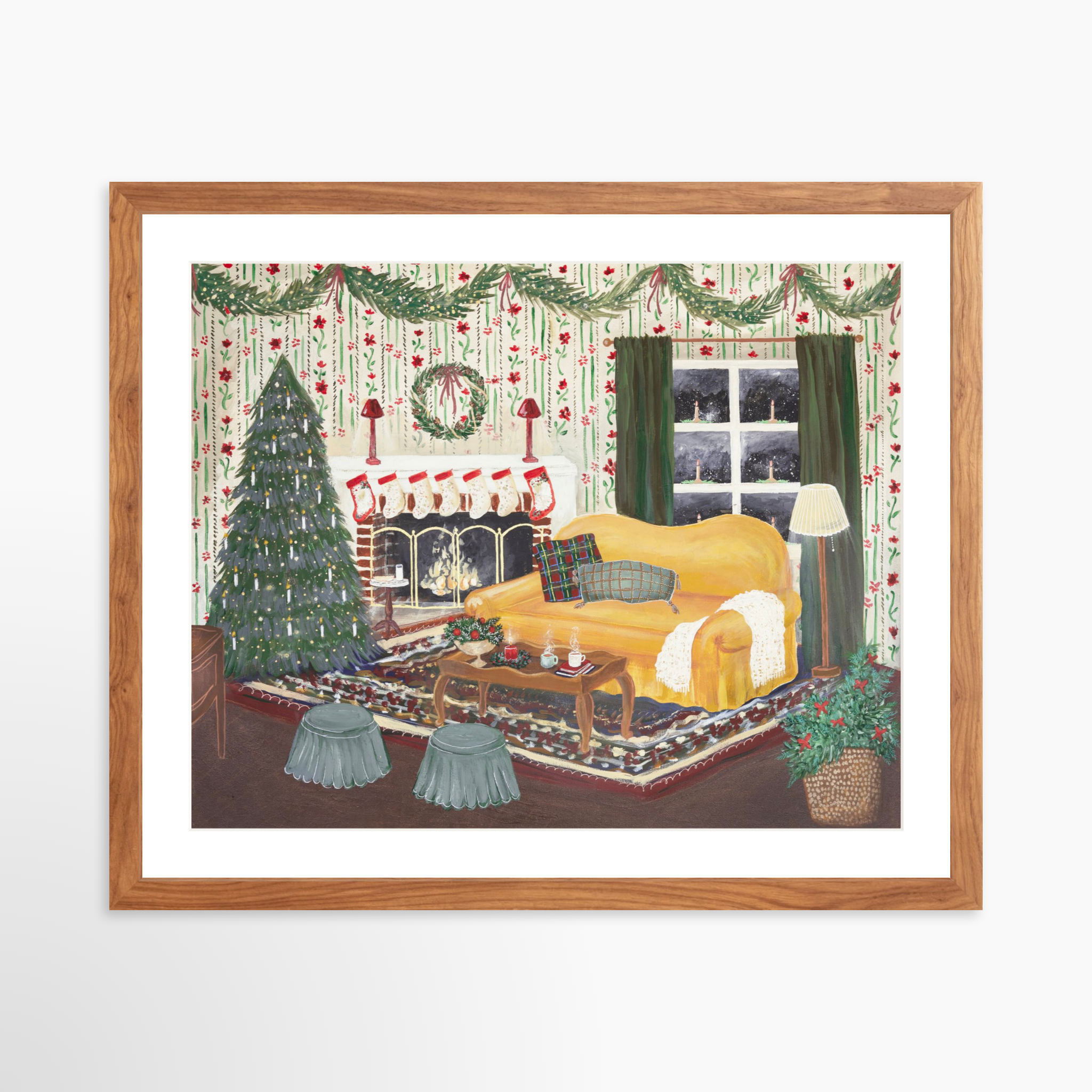 20x16 / Light Walnut Frame + White Mat