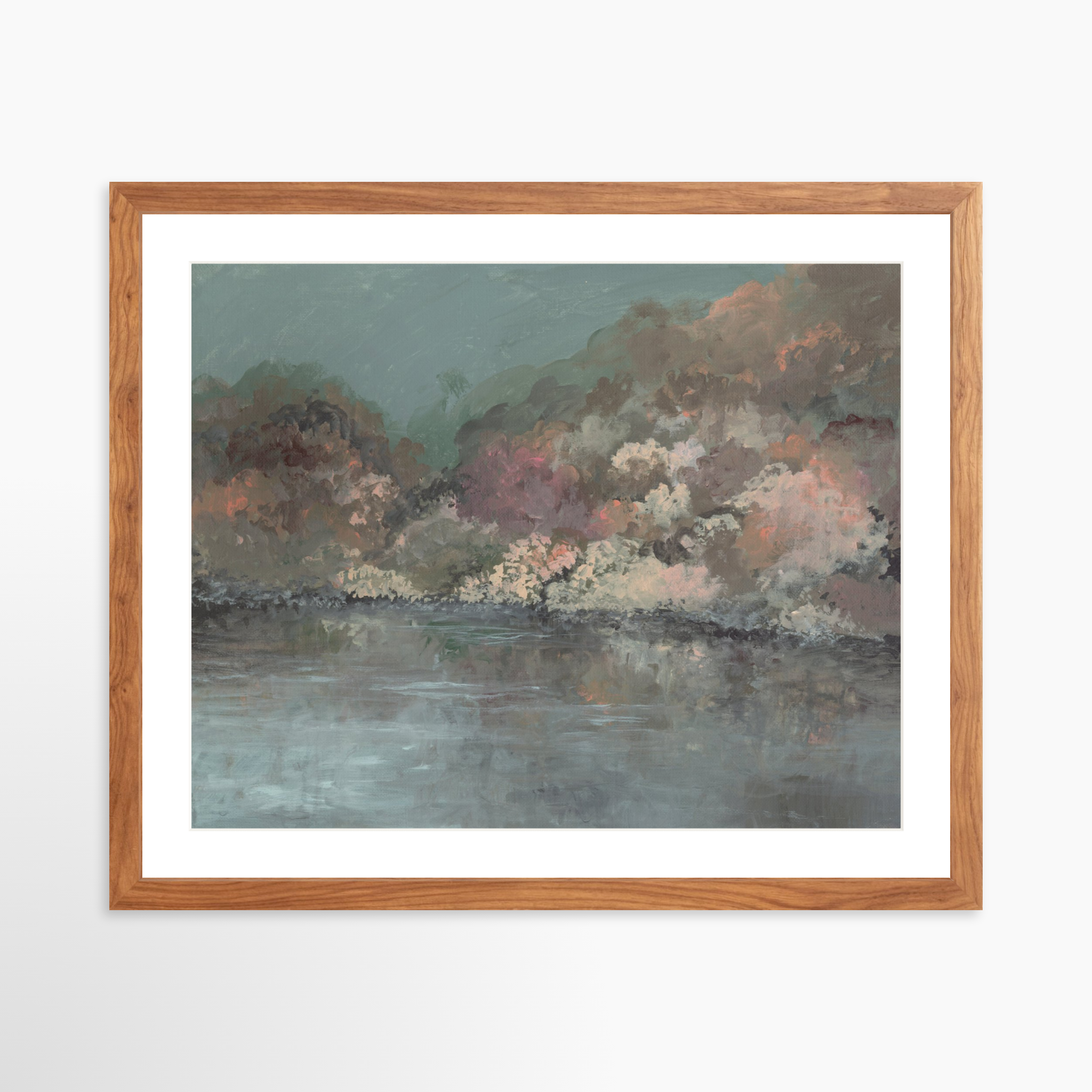 20x16 / Light Walnut Frame + White Mat