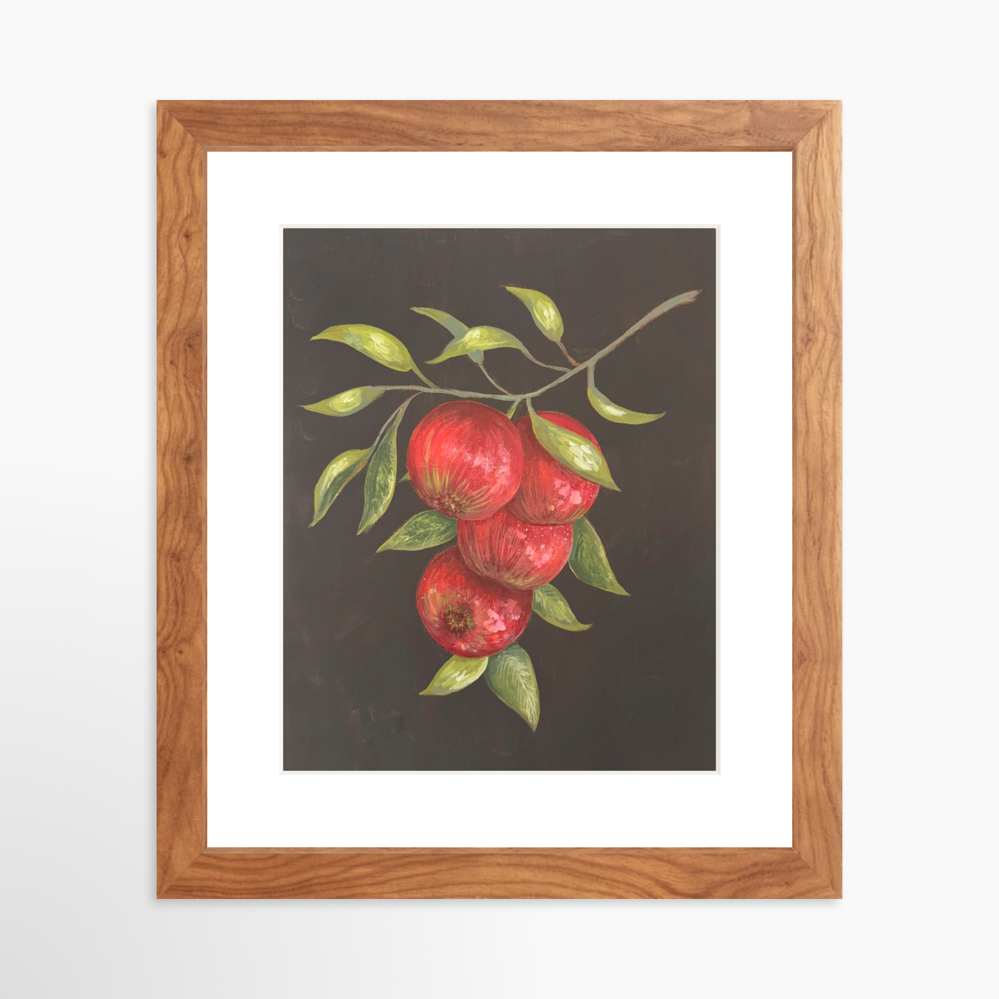 8x10 / Light Walnut Frame + White Mat