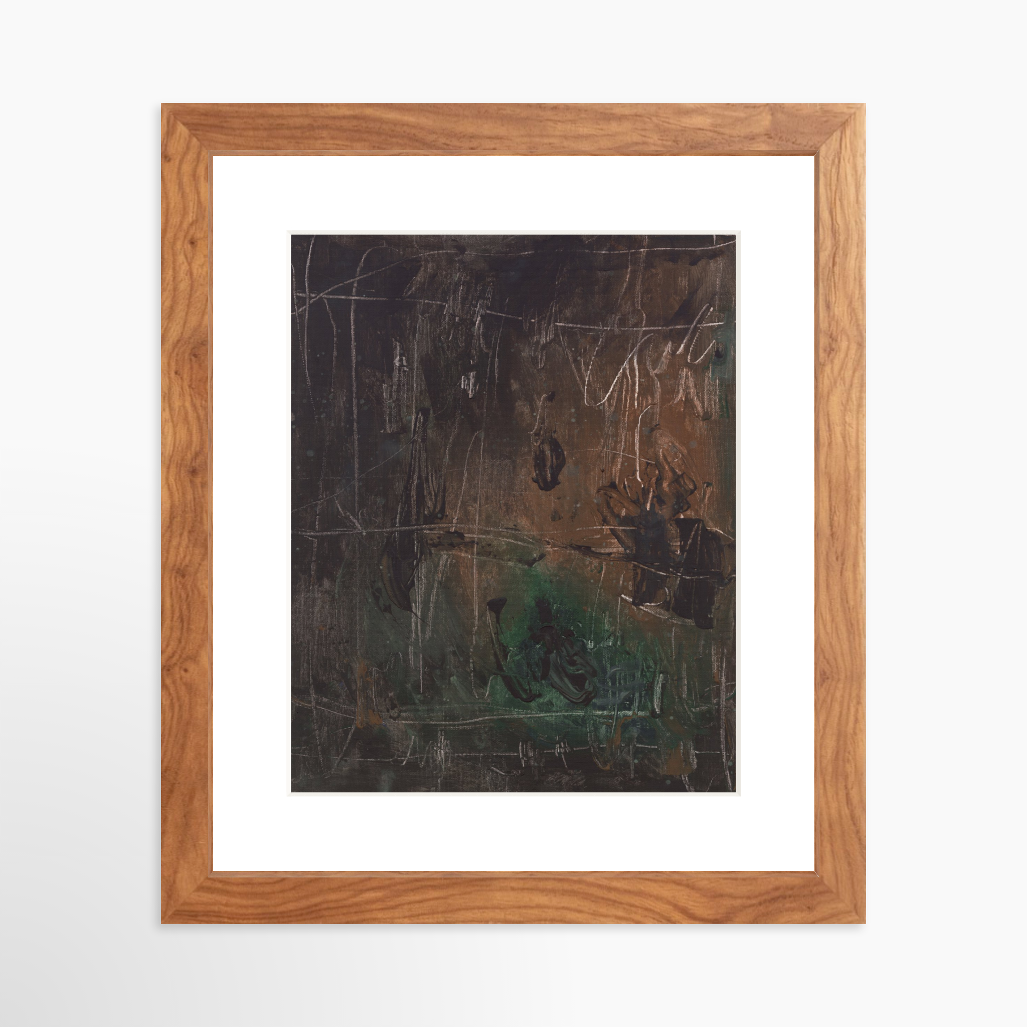 8x10 / Light Walnut Frame + White Mat