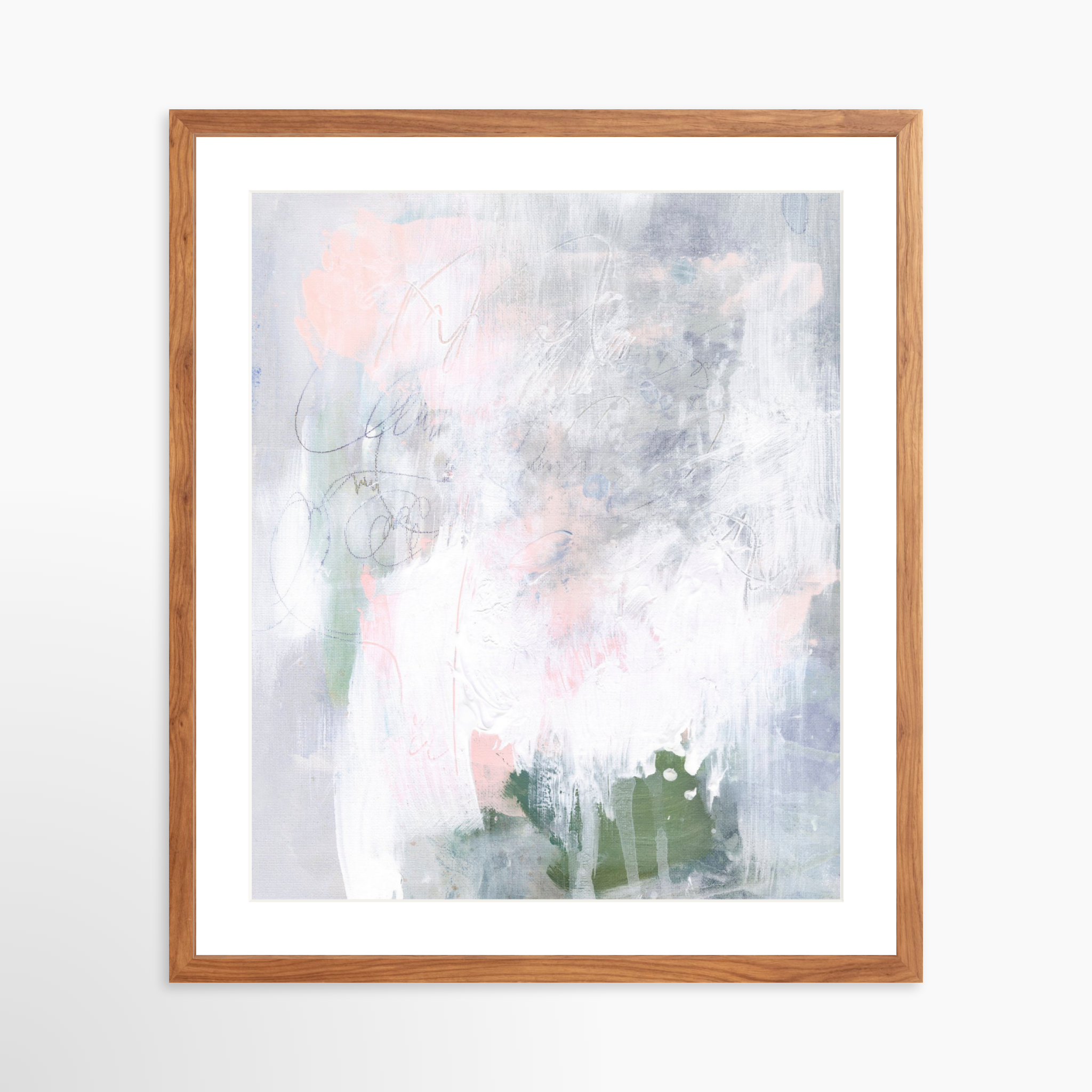 20x25 / Light Walnut Frame + White Mat