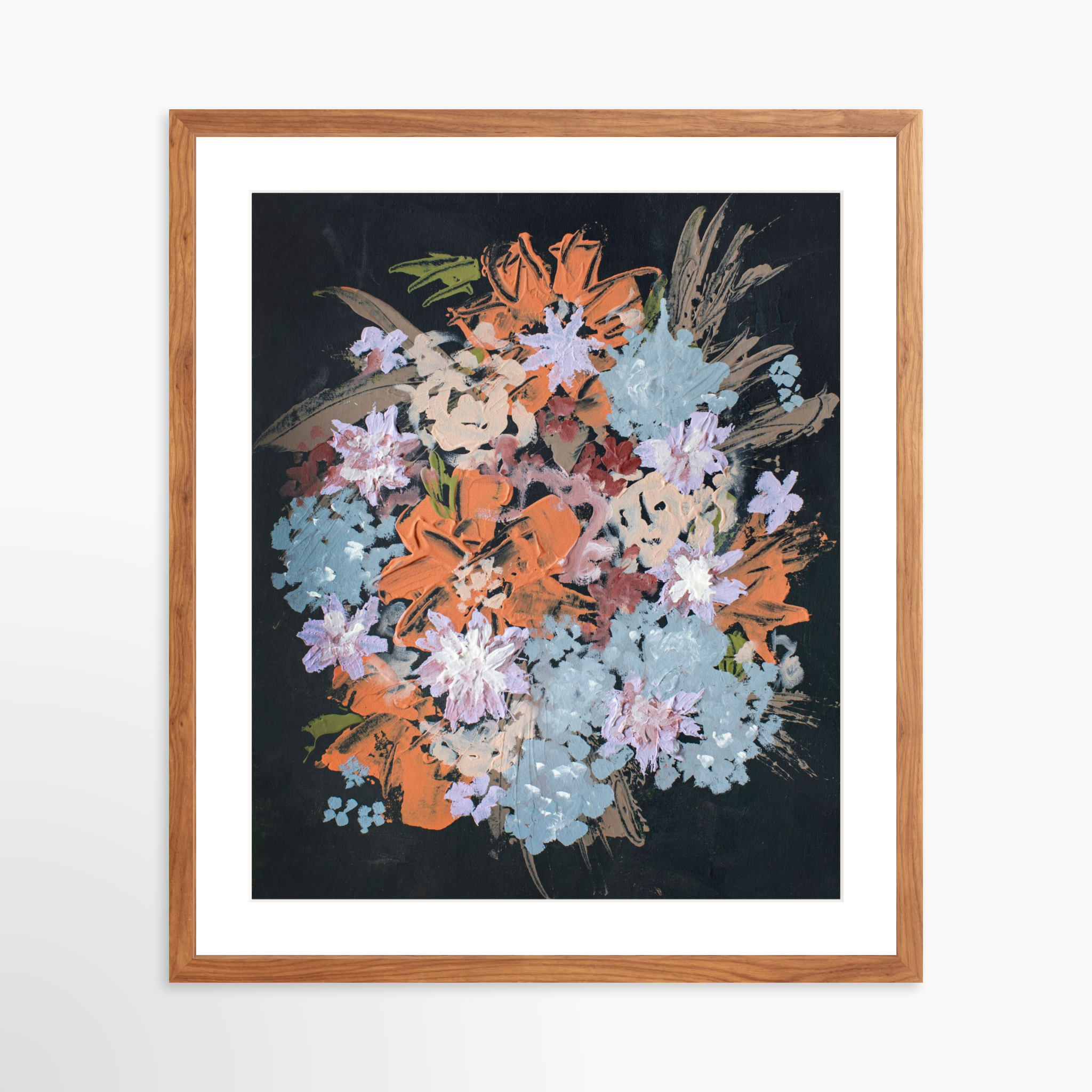 20x25 / Light Walnut Frame + White Mat