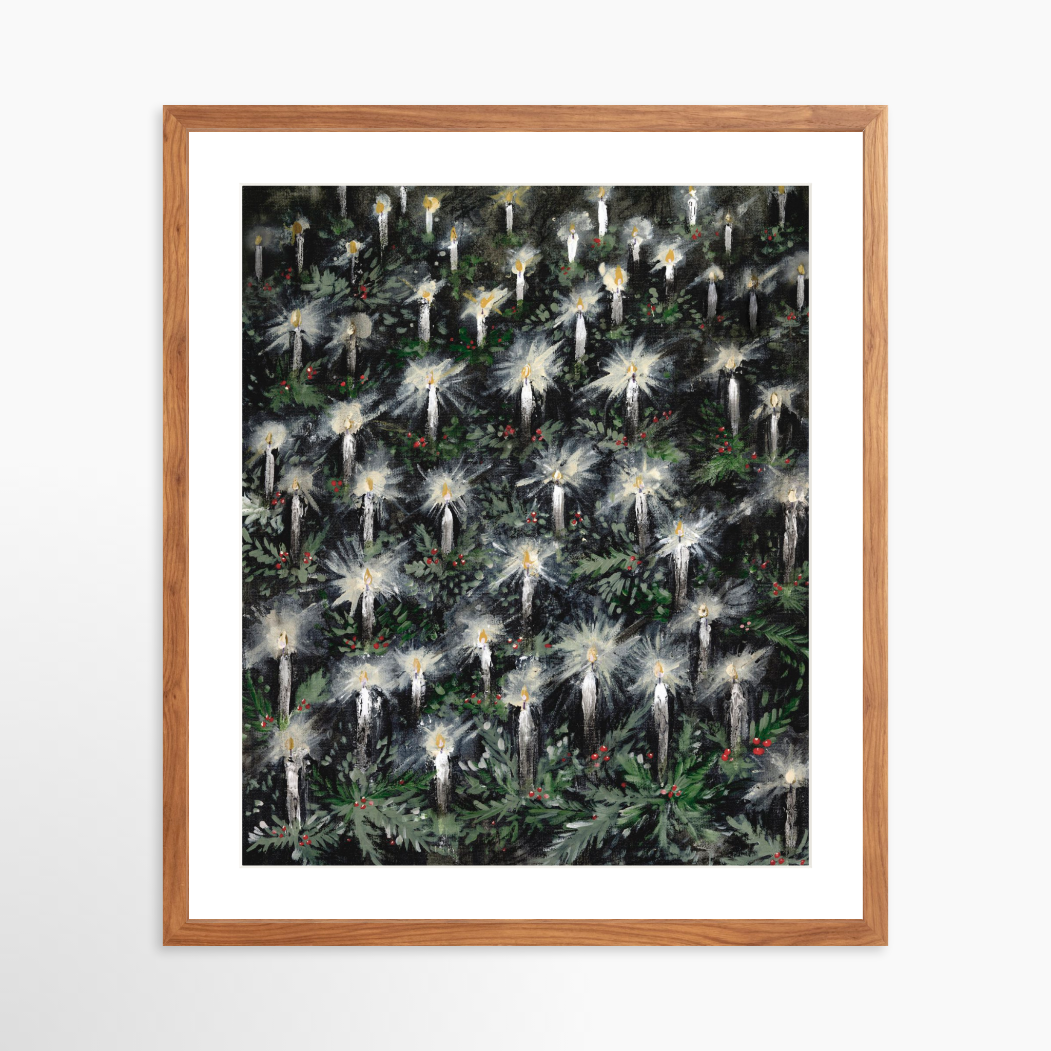 20x25 / Light Walnut Frame + White Mat