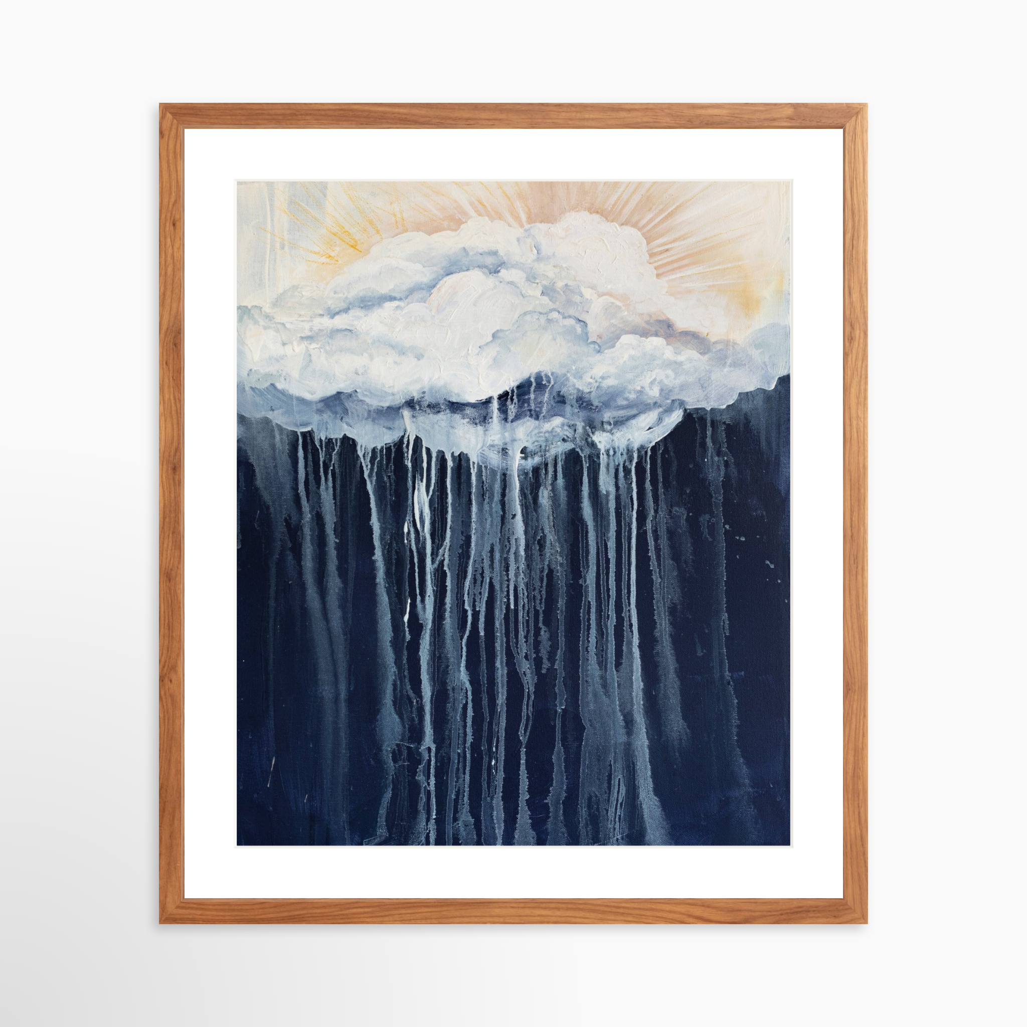 20x25 / Light Walnut Frame + White Mat