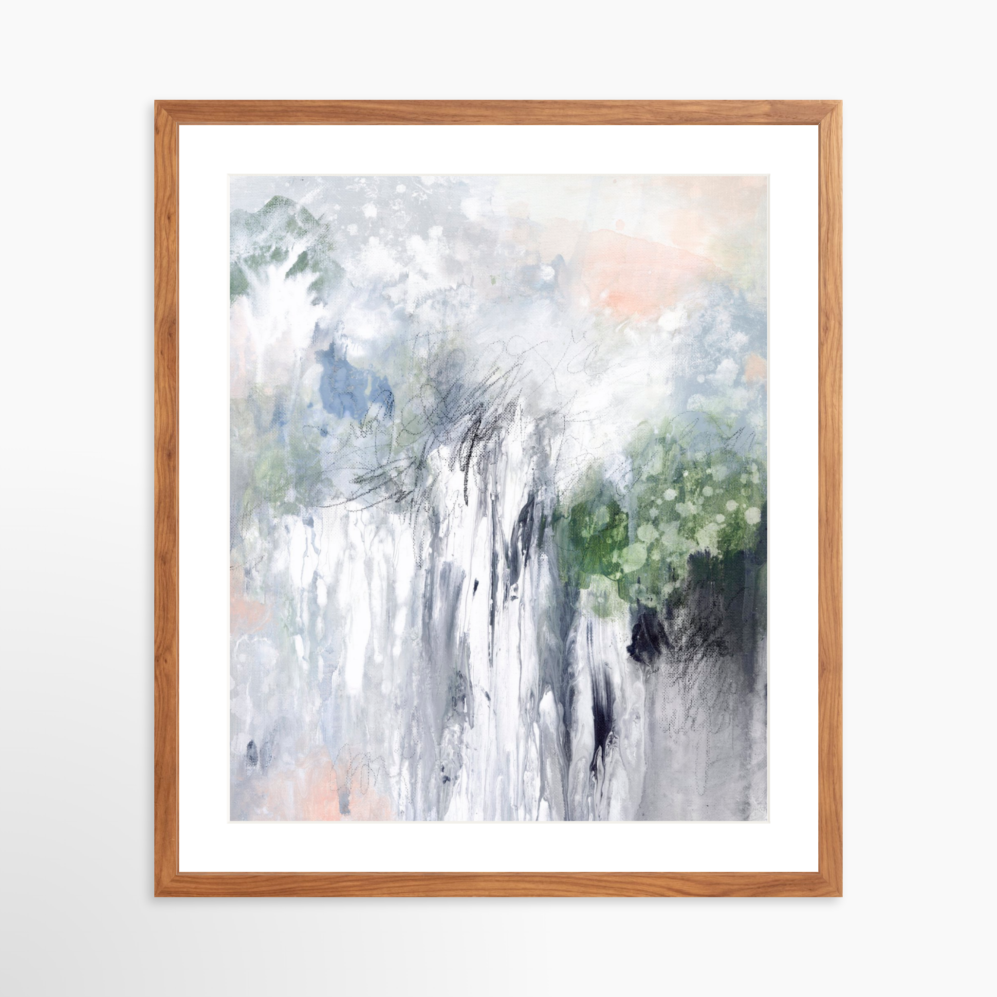 20x25 / Light Walnut Frame + White Mat