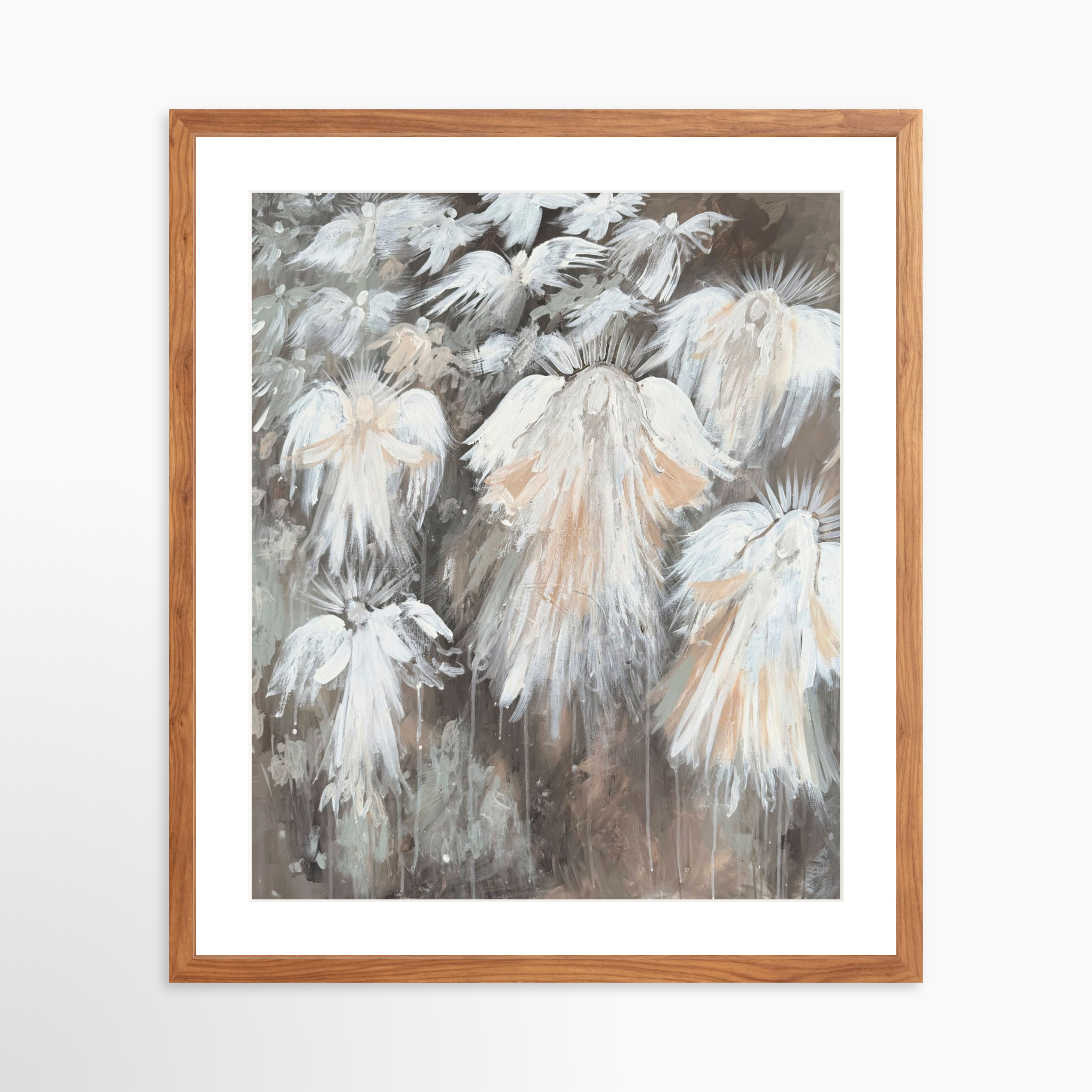 20x25 / Light Walnut Frame + White Mat