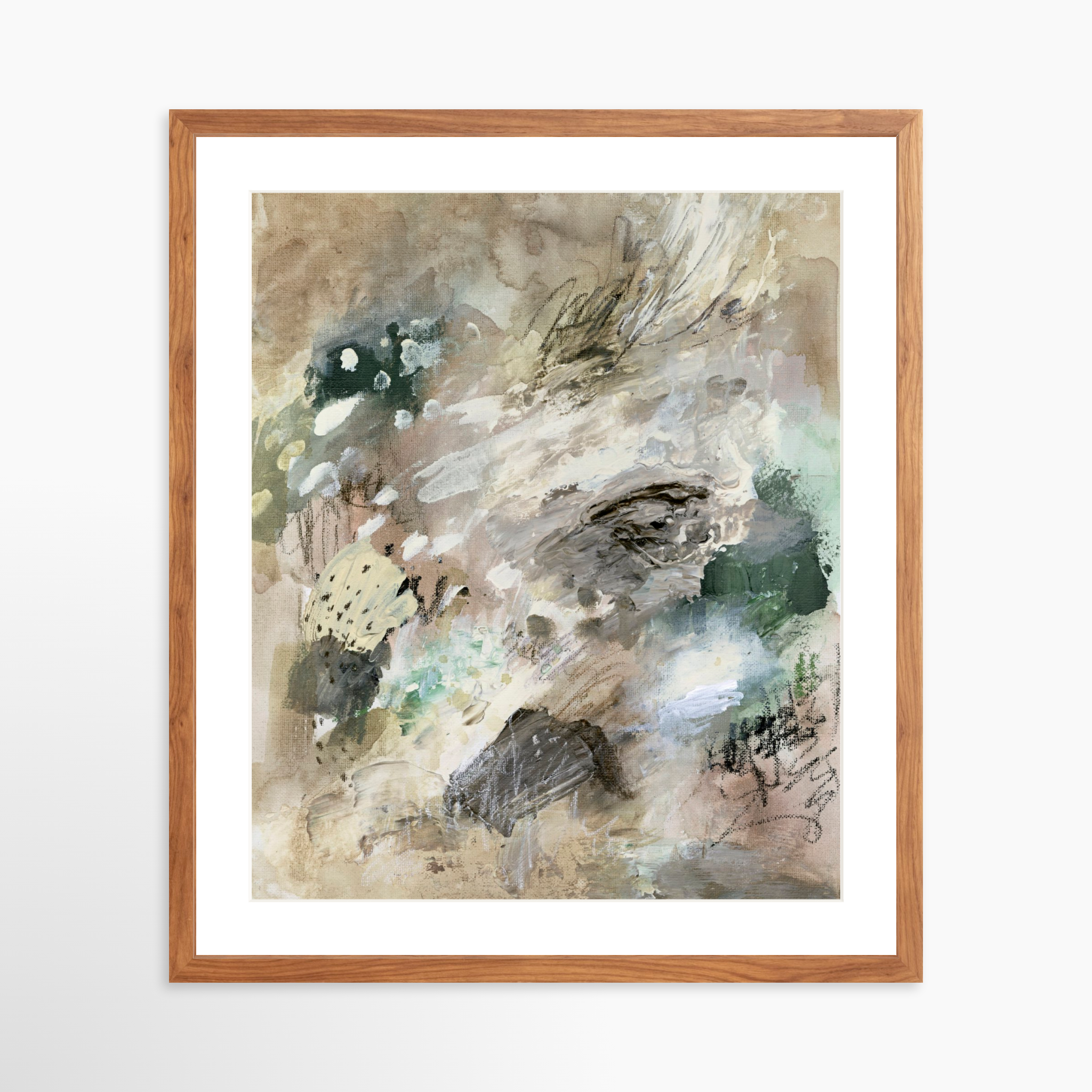 20x25 / Light Walnut Frame + White Mat